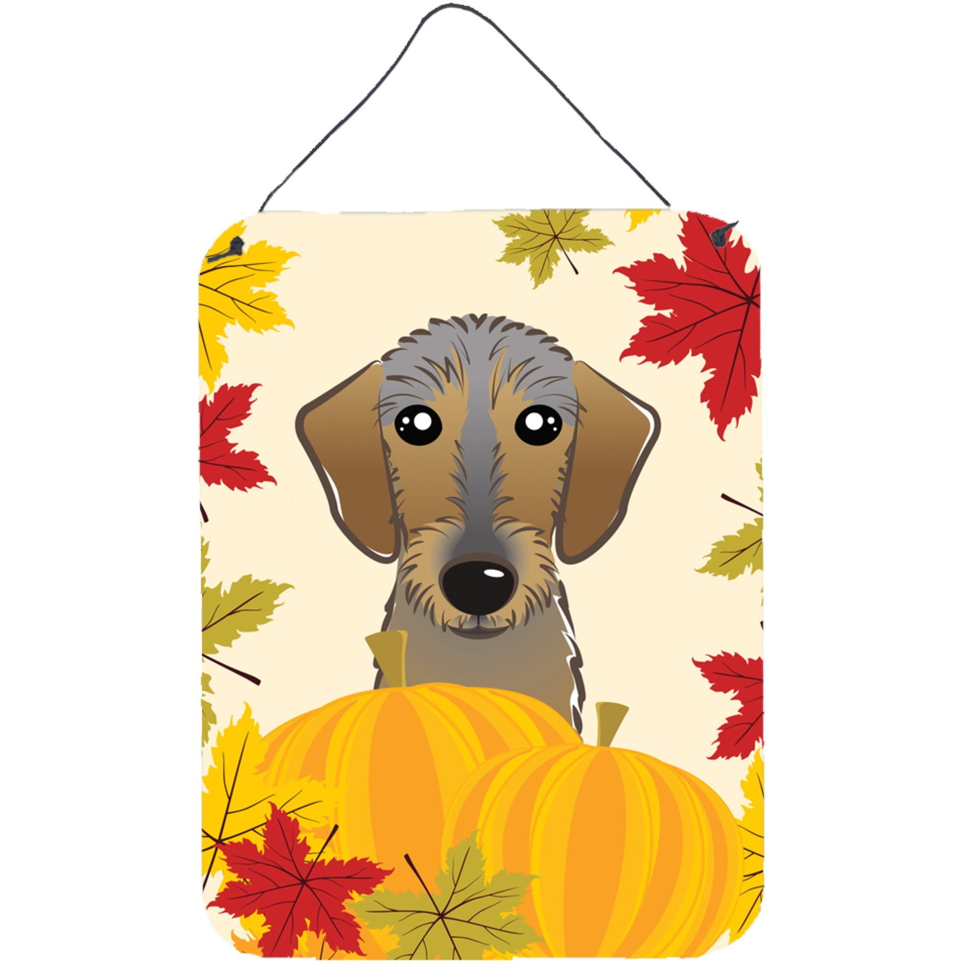 &quotCaroline's Treasures Wirehaired Dachshund Thanksgiving Wall or Door Hanging Prints BB2039DS1216, 16HX12W, Multicolor"
