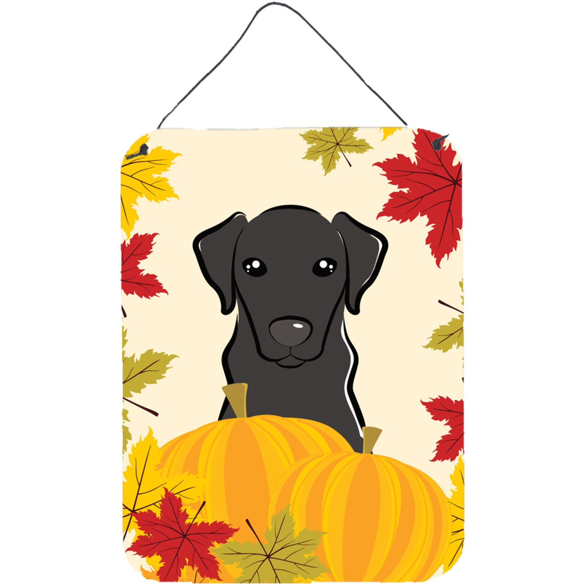 &quotCaroline's Treasures Black Labrador Thanksgiving Wall or Door Hanging Prints BB2041DS1216, 16HX12W, Multicolor"