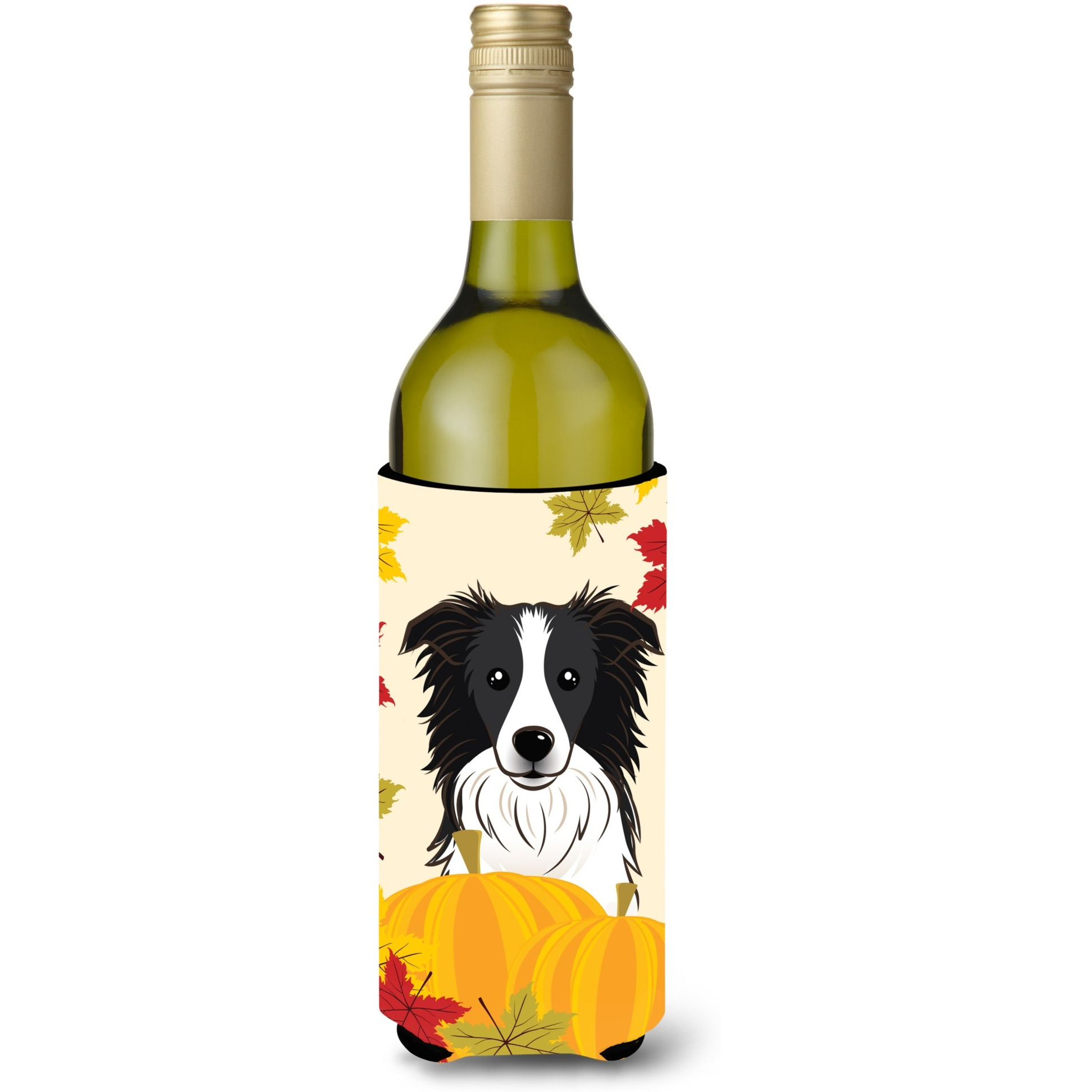 &quotCaroline's Treasures BB2047LITERK "&quotBorder Collie Thanksgiving"" Wine Bottle Hugger Koozie, 750ml, Multicolor"