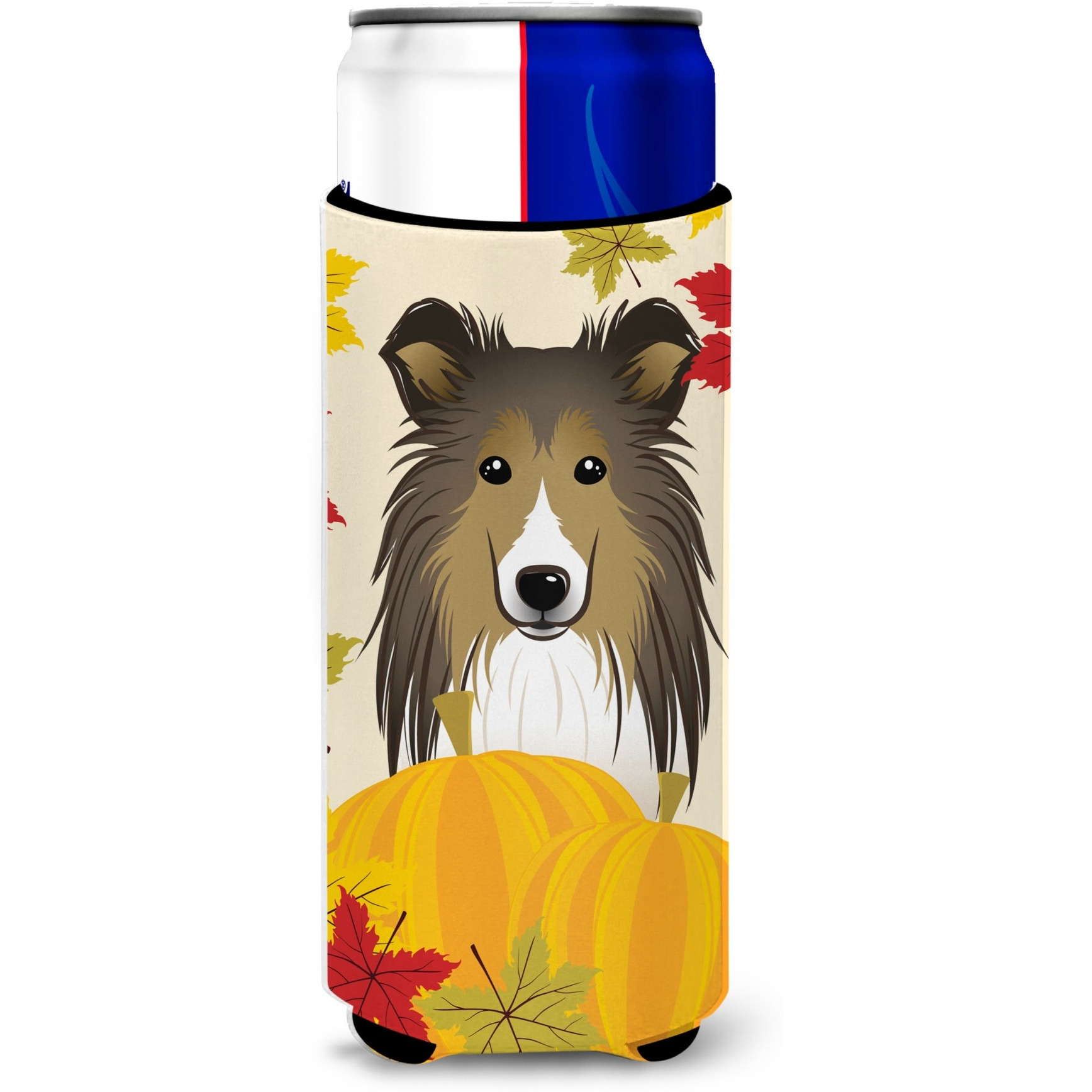 &quotCaroline's Treasures BB2048MUK "&quotSheltie Thanksgiving Michelob Ultra Koozies for Slim Cans, Multicolor"