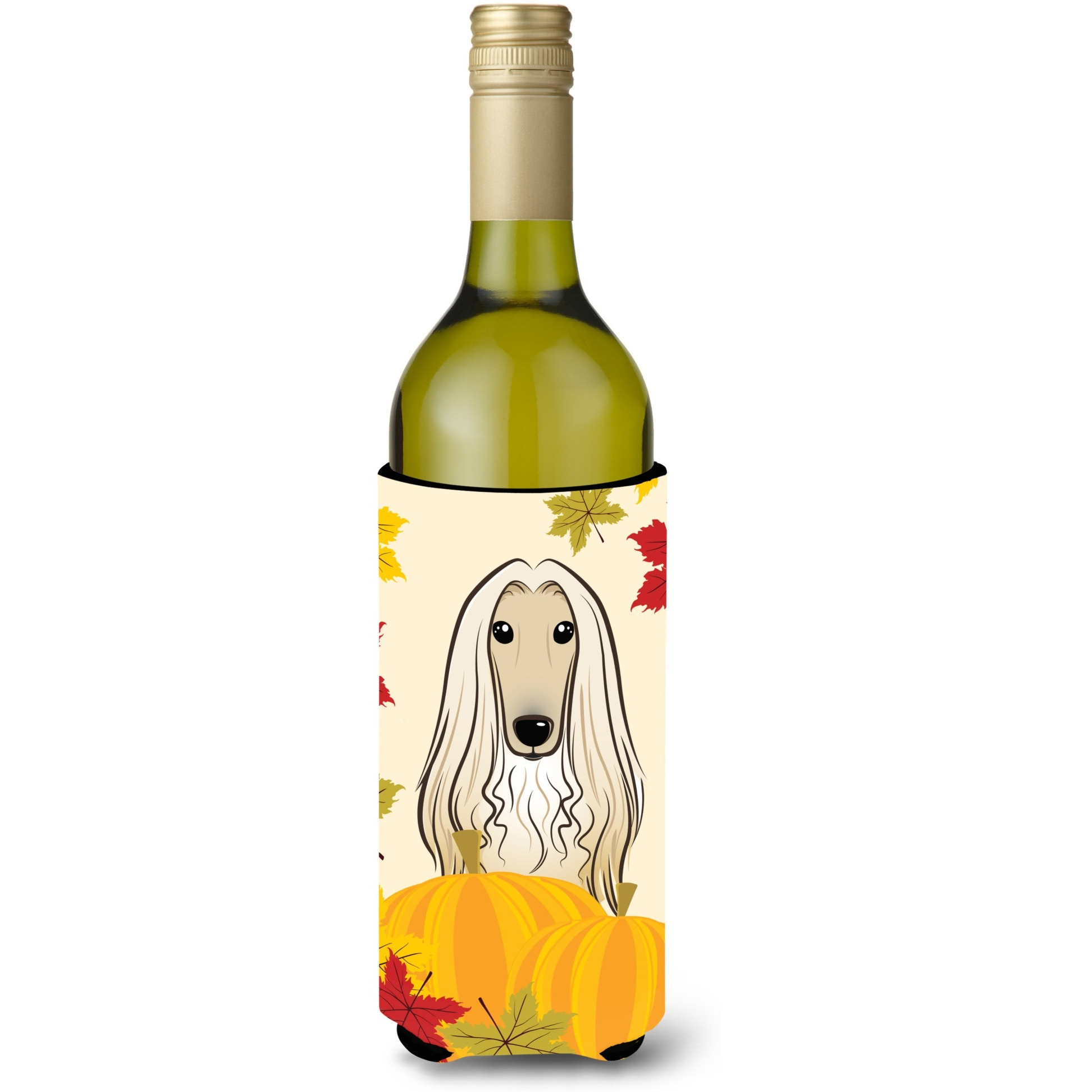 &quotCaroline's Treasures BB2050LITERK "&quotAfghan Hound Thanksgiving"" Wine Bottle Hugger Koozie, 750ml, Multicolor"