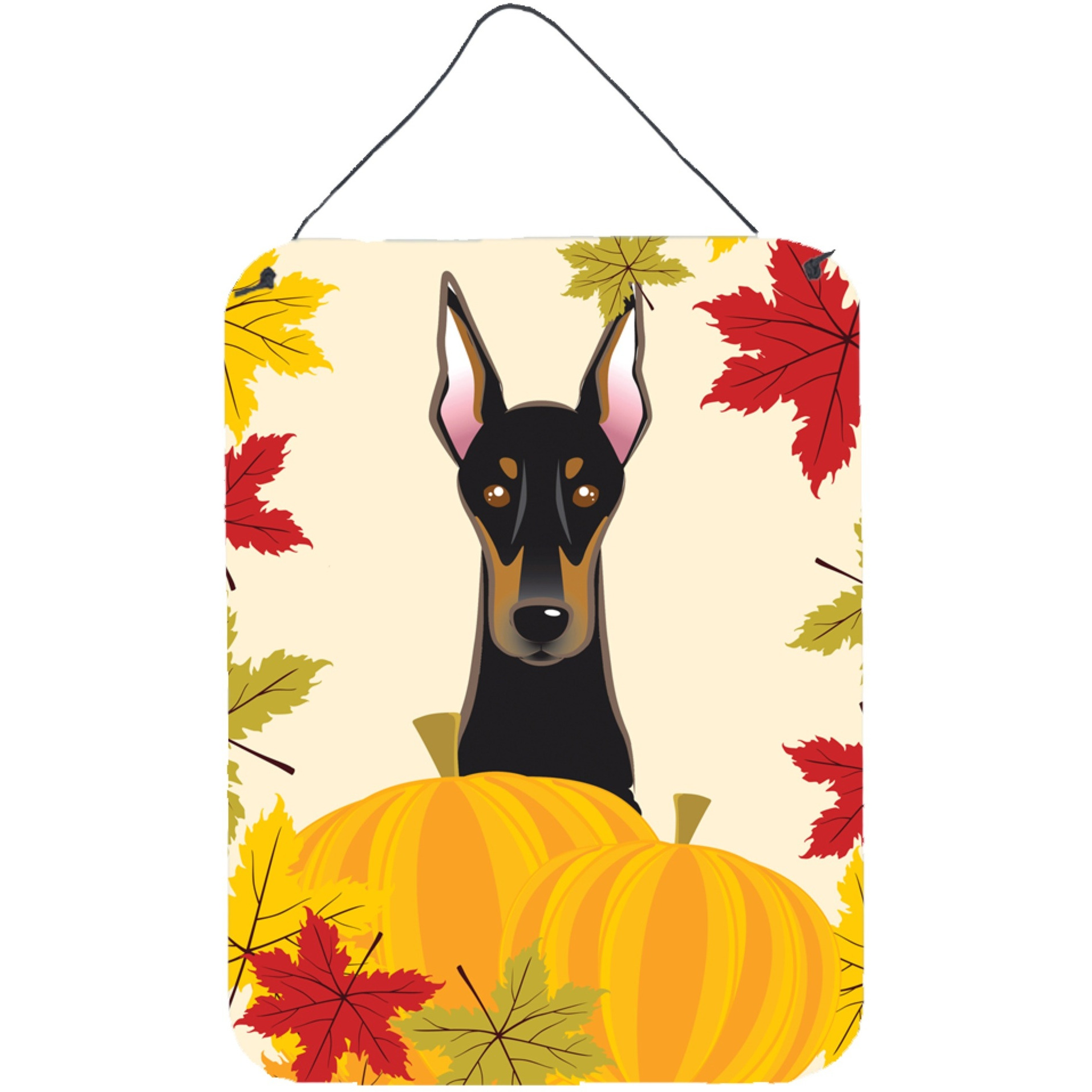 &quotCaroline's Treasures Doberman Thanksgiving Wall or Door Hanging Prints BB2051DS1216, 16HX12W, Multicolor"