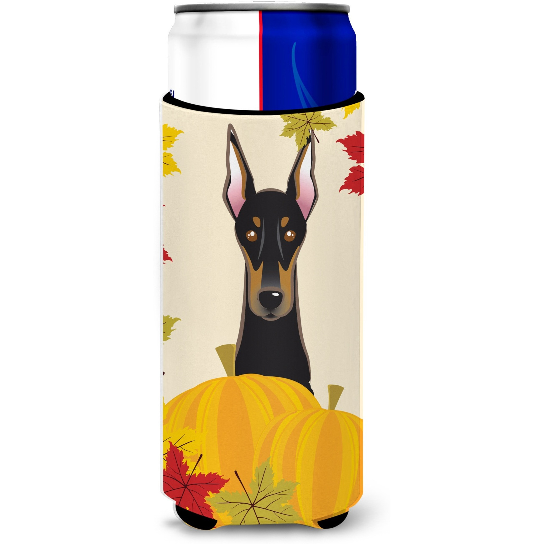 &quotCaroline's Treasures BB2051MUK "&quotDoberman Thanksgiving Michelob Ultra Koozies for Slim Cans, Multicolor"