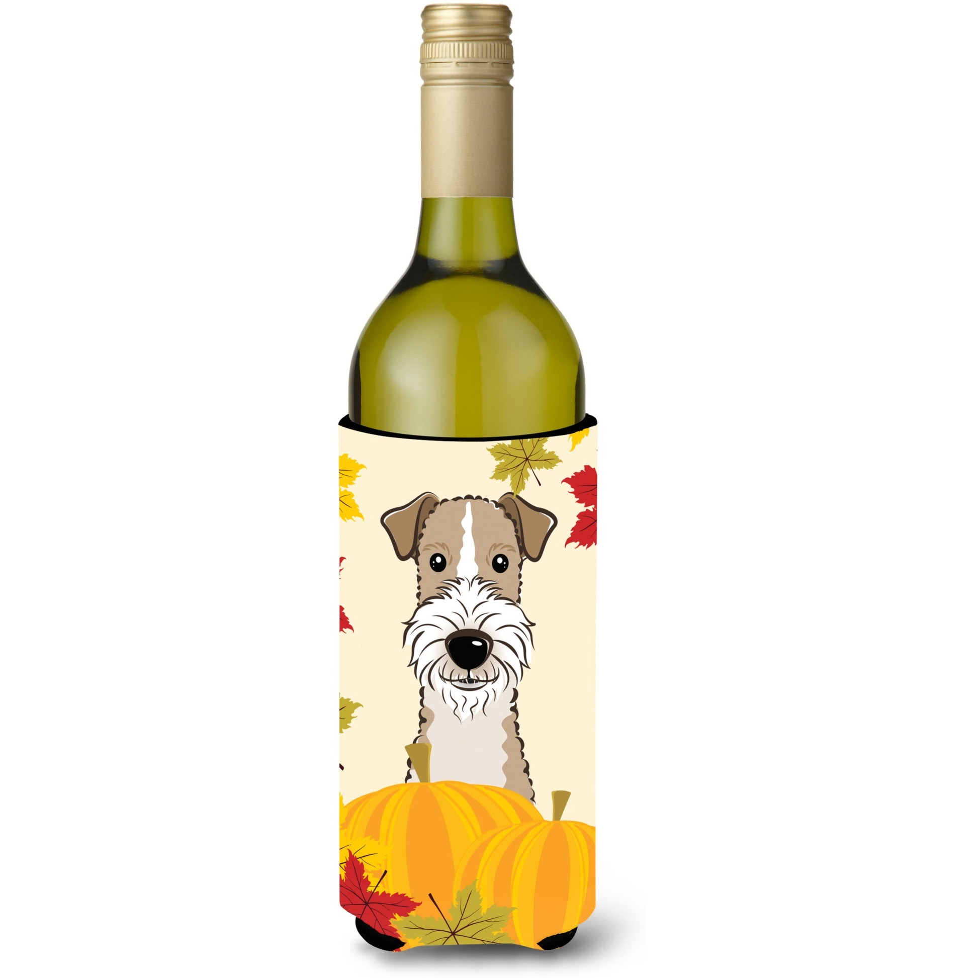 &quotCaroline's Treasures BB2053LITERK "&quotWire Haired Fox Terrier Thanksgiving"" Wine Bottle Hugger Koozie, 750ml, Multicolor"