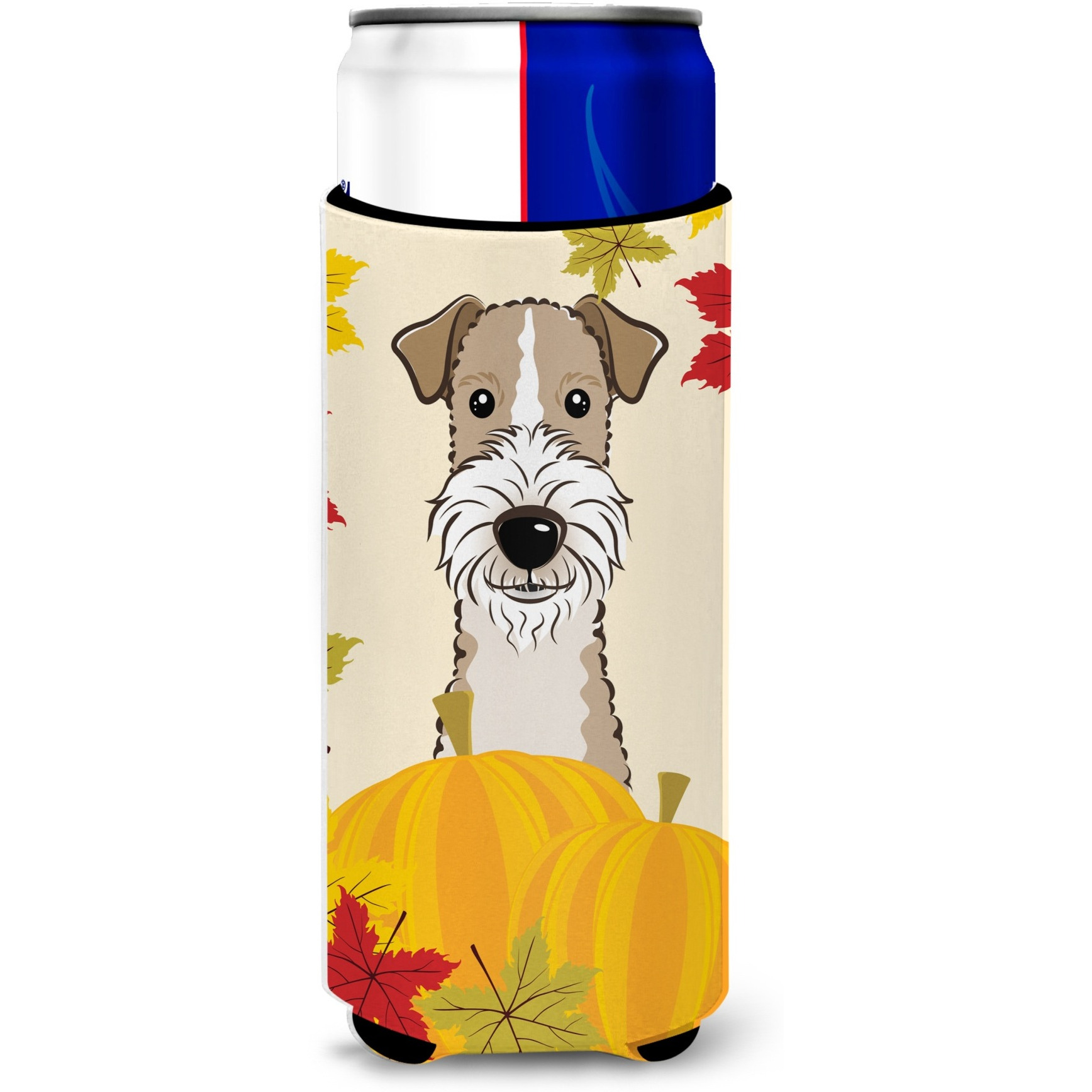 &quotCaroline's Treasures BB2053MUK "&quotWire Haired Fox Terrier Thanksgiving Michelob Ultra Koozies for Slim Cans, Multicolor"
