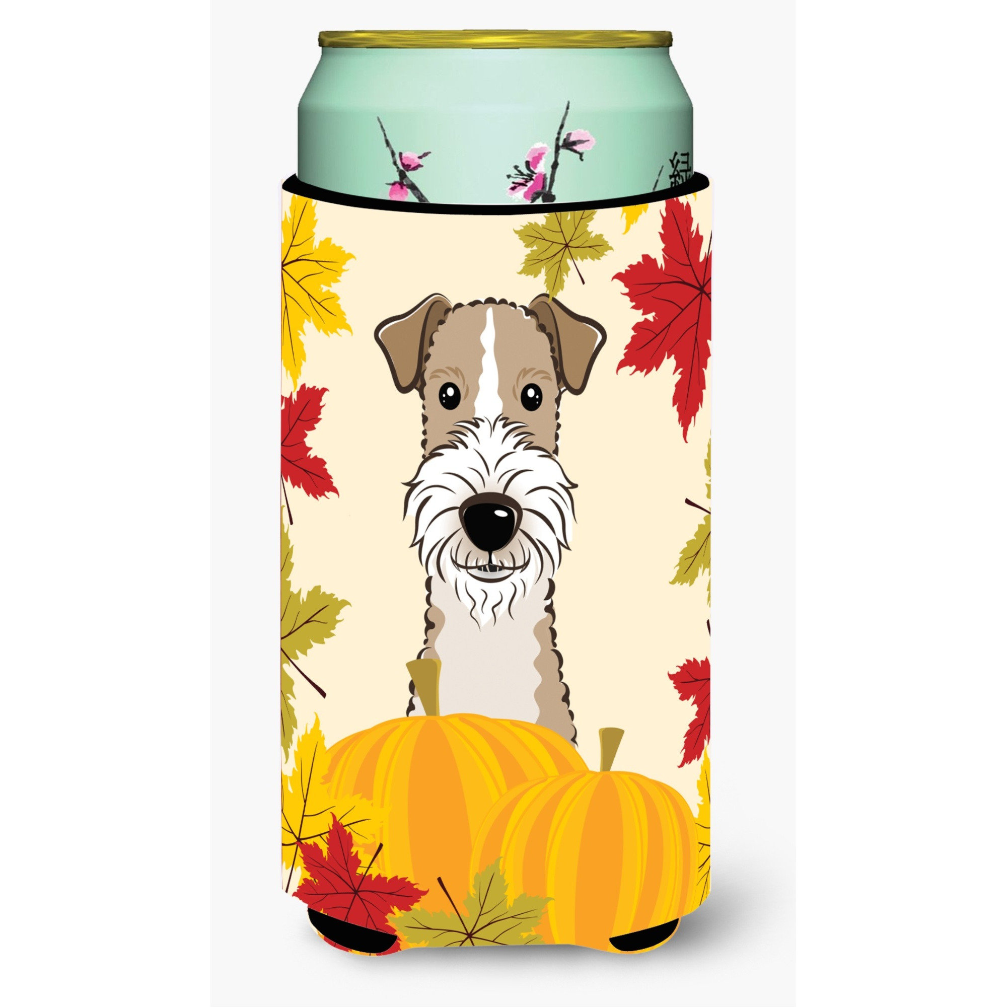 &quotCaroline's Treasures BB2053TBC "&quotWire Haired Fox Terrier Thanksgiving"" Tall Boy Hugger Koozie, Multicolor"