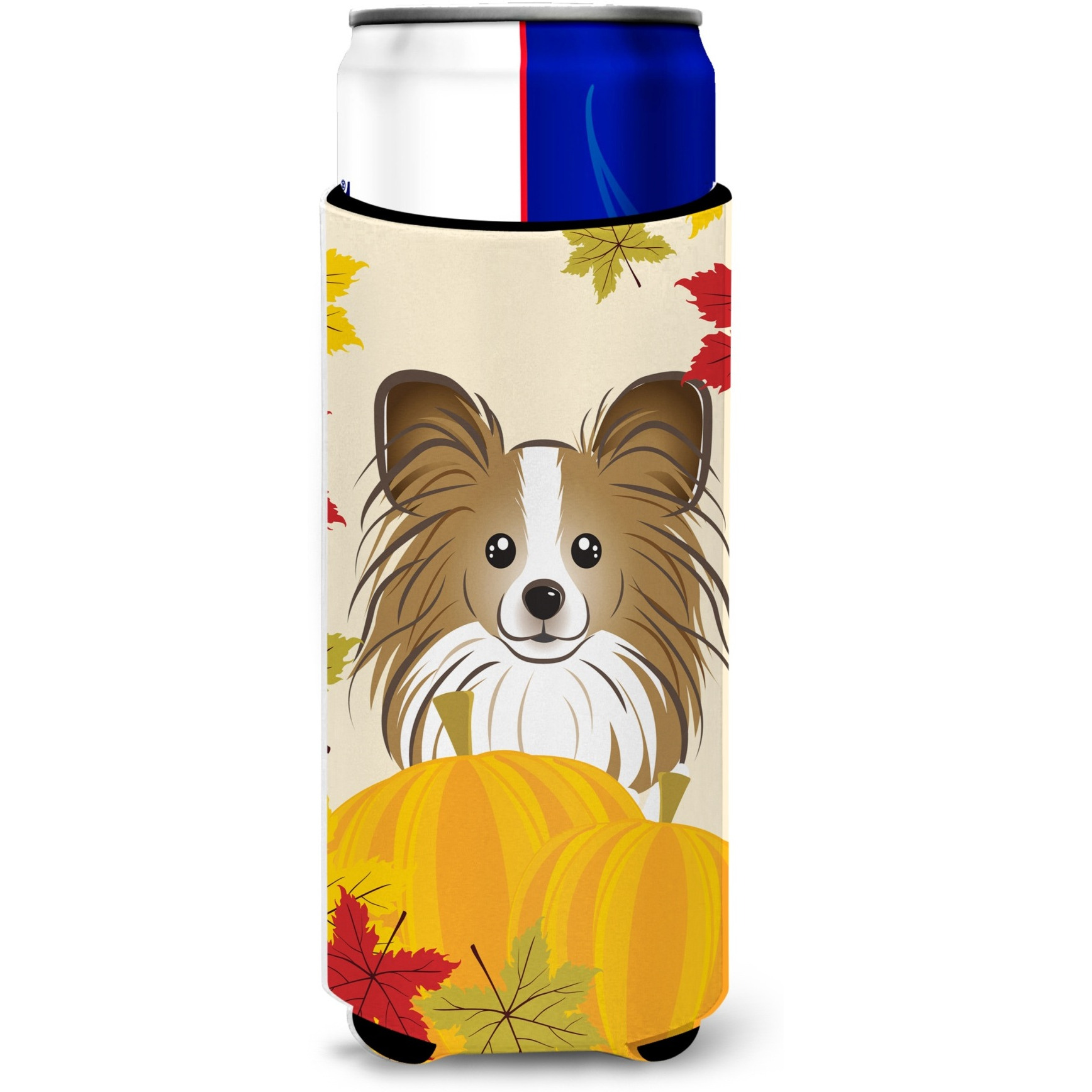 &quotCaroline's Treasures BB2054MUK "&quotPapillion Thanksgiving Michelob Ultra Koozies for Slim Cans, Multicolor"