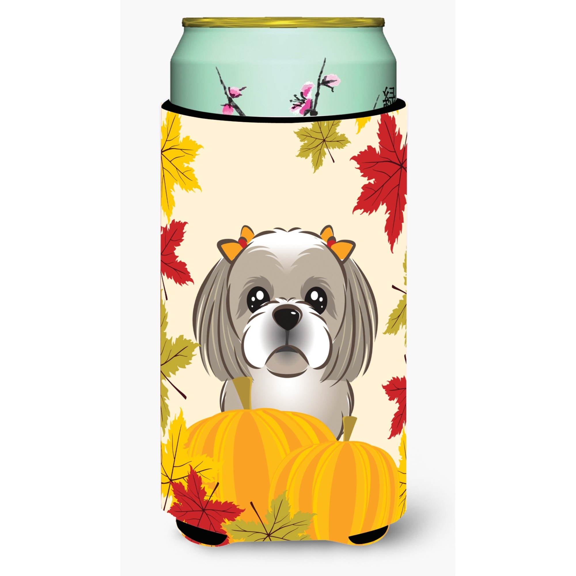 &quotCaroline's Treasures BB2056TBC "&quotGray Silver Shih Tzu Thanksgiving"" Tall Boy Hugger Koozie, Multicolor"