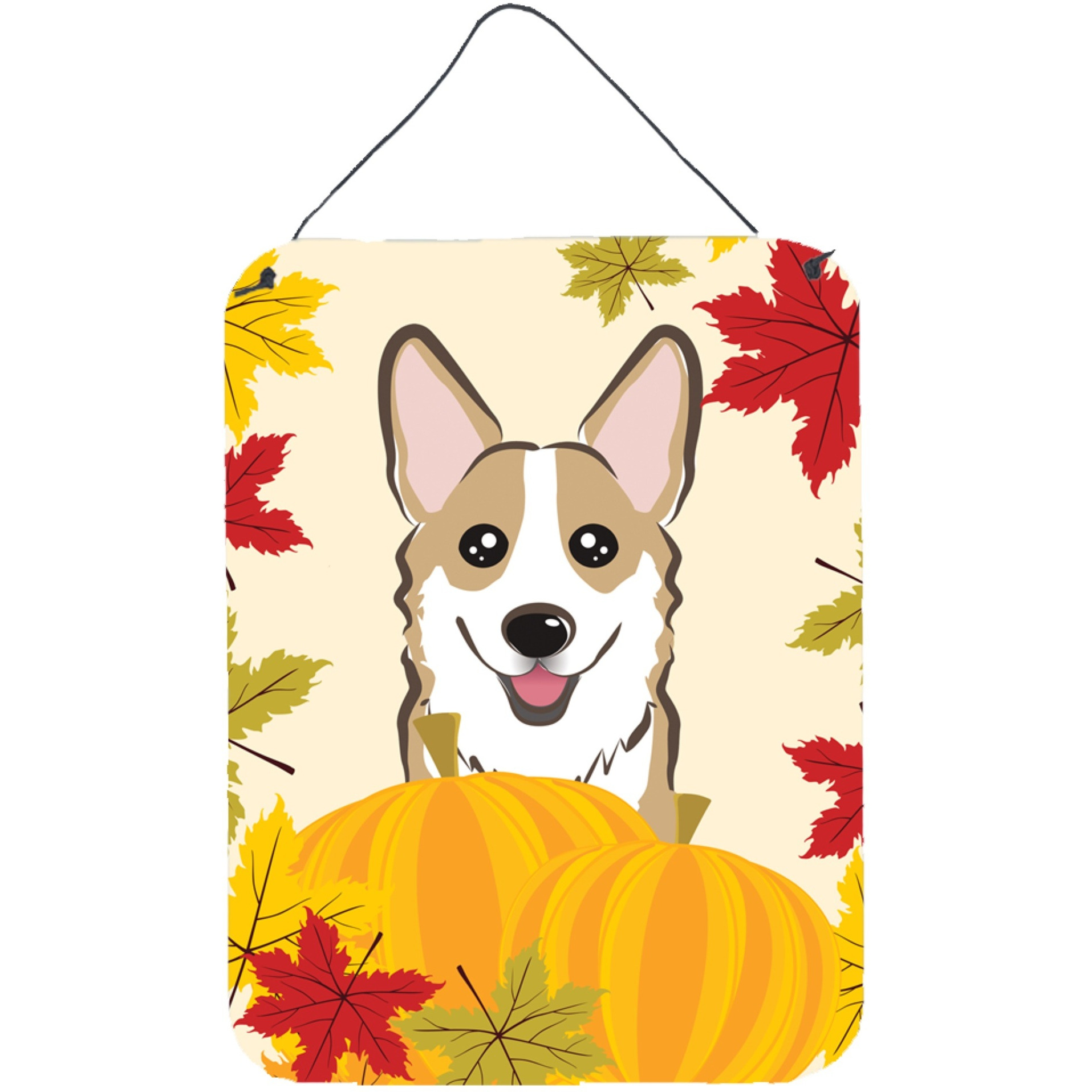 &quotCaroline's Treasures Sable Corgi Thanksgiving Wall or Door Hanging Prints BB2059DS1216, 16HX12W, Multicolor"