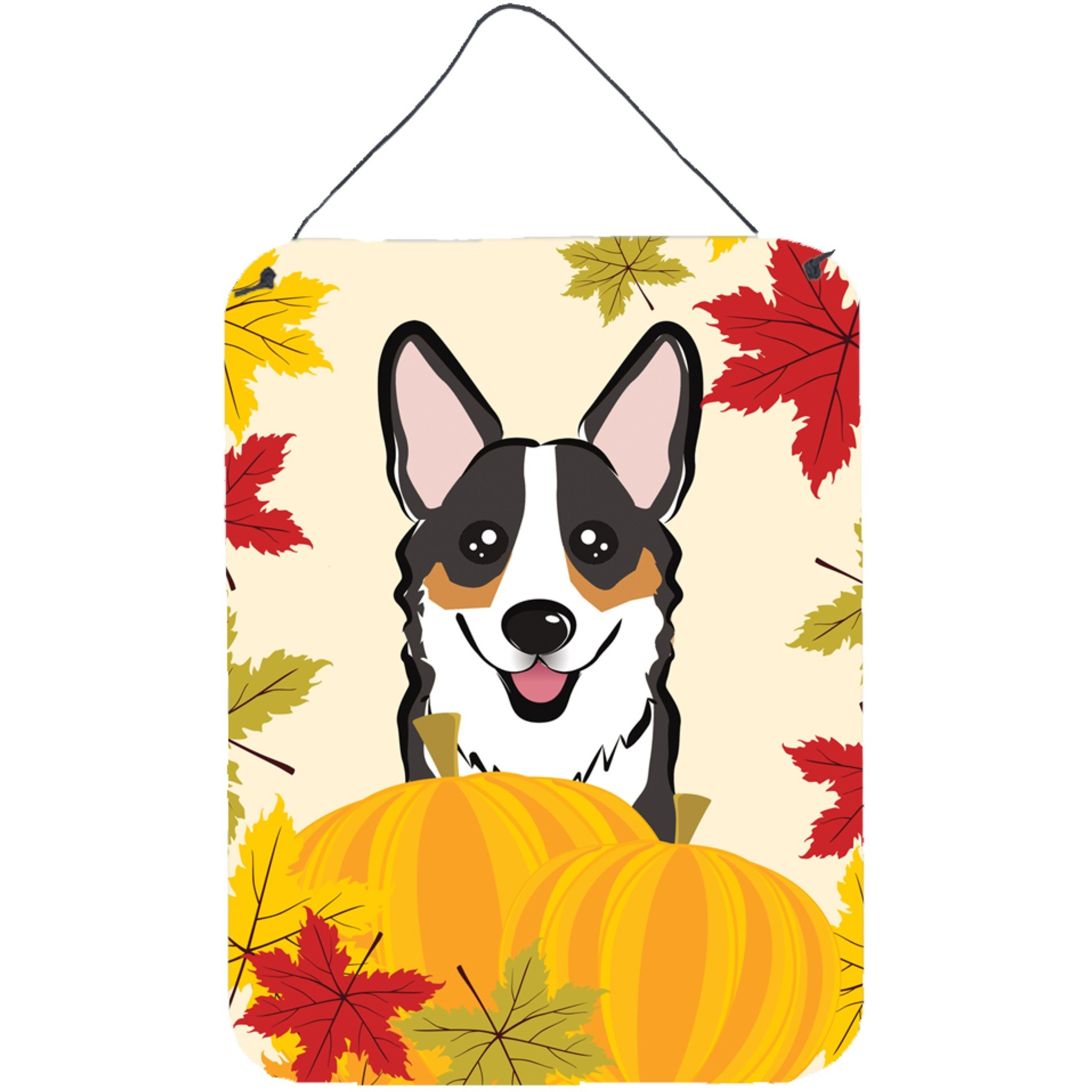 &quotCaroline's Treasures Tricolor Corgi Thanksgiving Wall or Door Hanging Prints BB2061DS1216, 16HX12W, Multicolor"