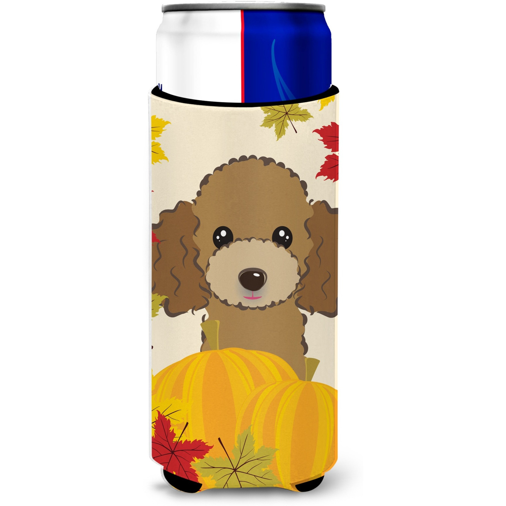 &quotCaroline's Treasures BB2062MUK "&quotChocolate Brown Poodle Thanksgiving Michelob Ultra Koozies for Slim Cans, Multicolor"