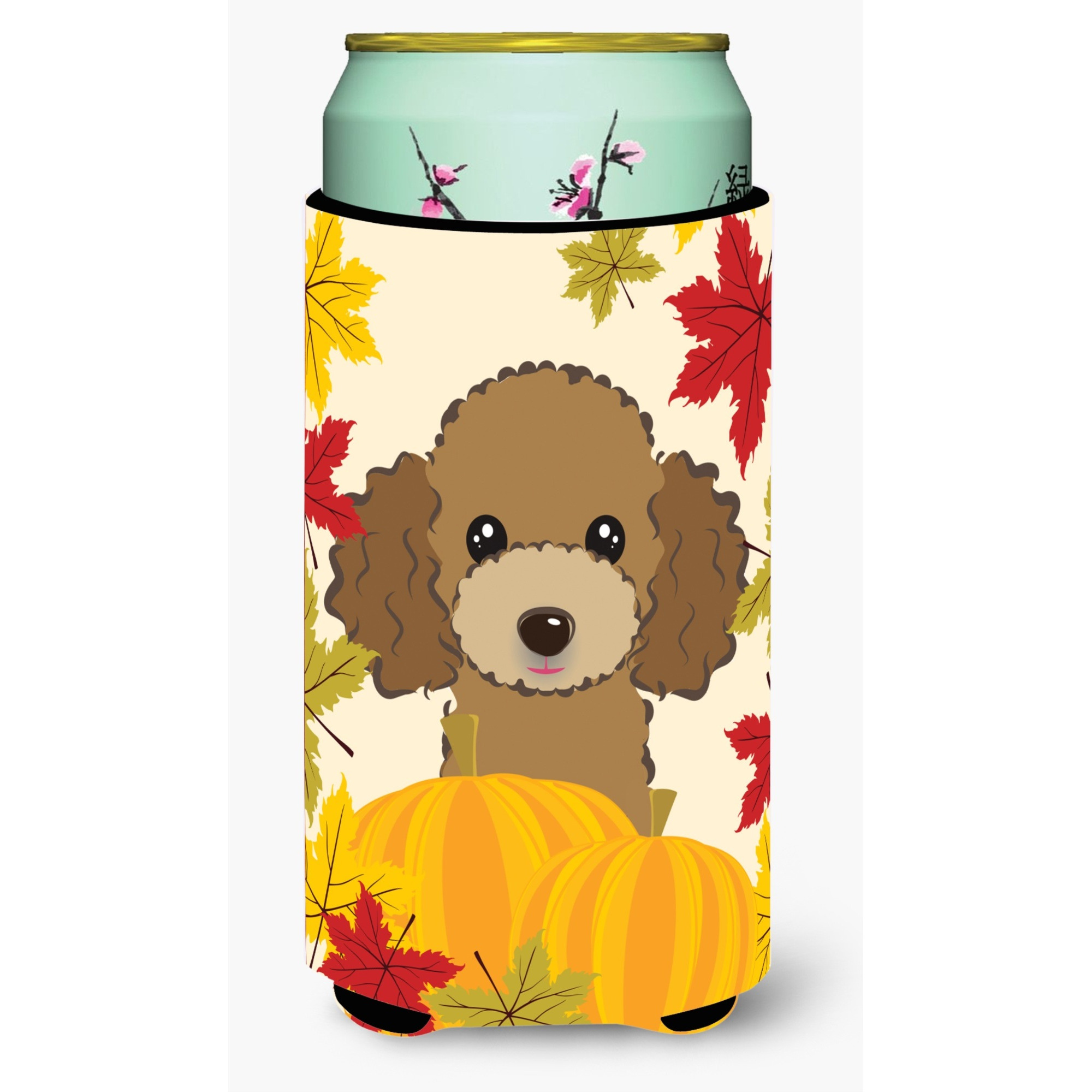 &quotCaroline's Treasures BB2062TBC "&quotChocolate Brown Poodle Thanksgiving"" Tall Boy Hugger Koozie, Multicolor"