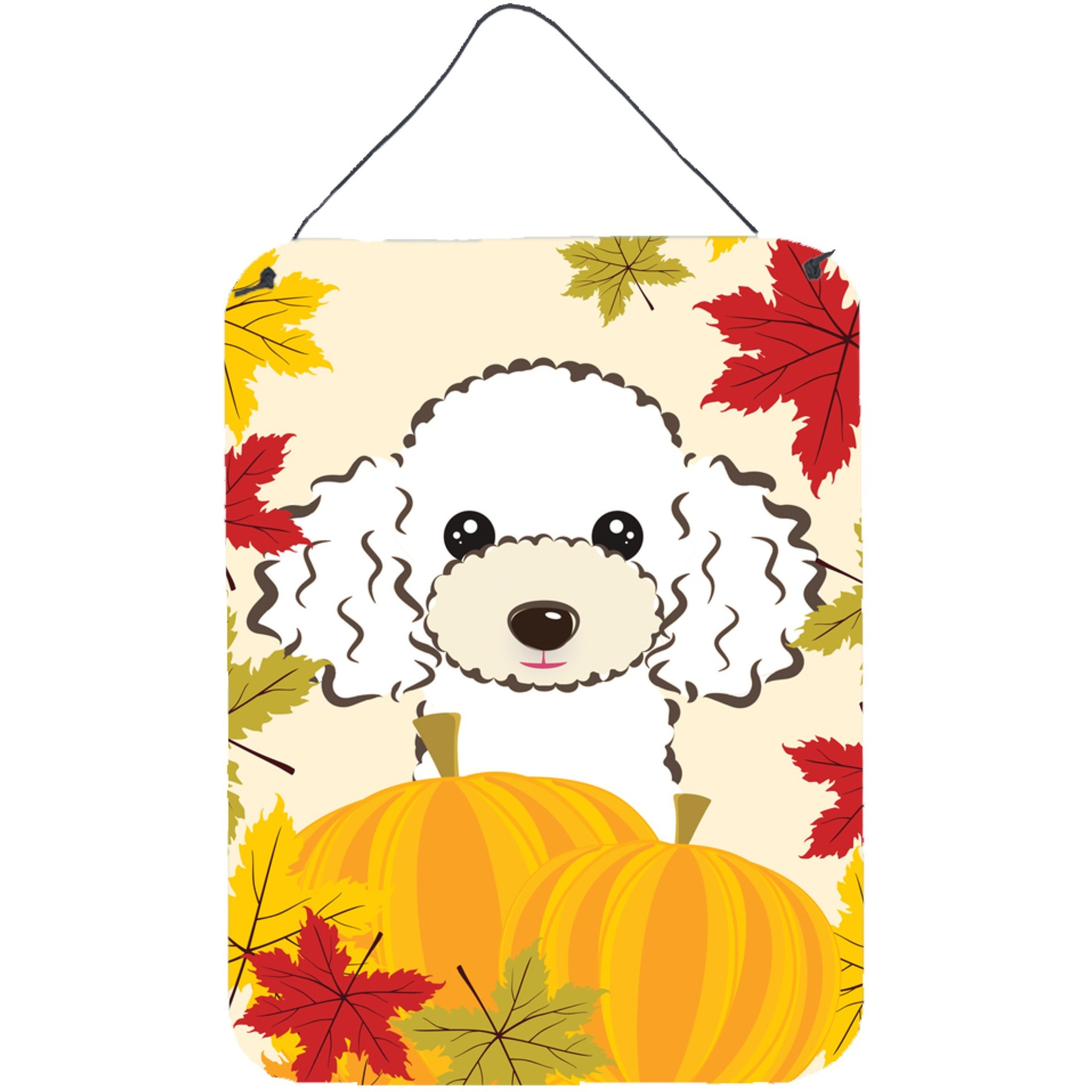 &quotCaroline's Treasures White Poodle Thanksgiving Wall or Door Hanging Prints BB2063DS1216, 16"&quotH x 12"&quotW, Multicolor"