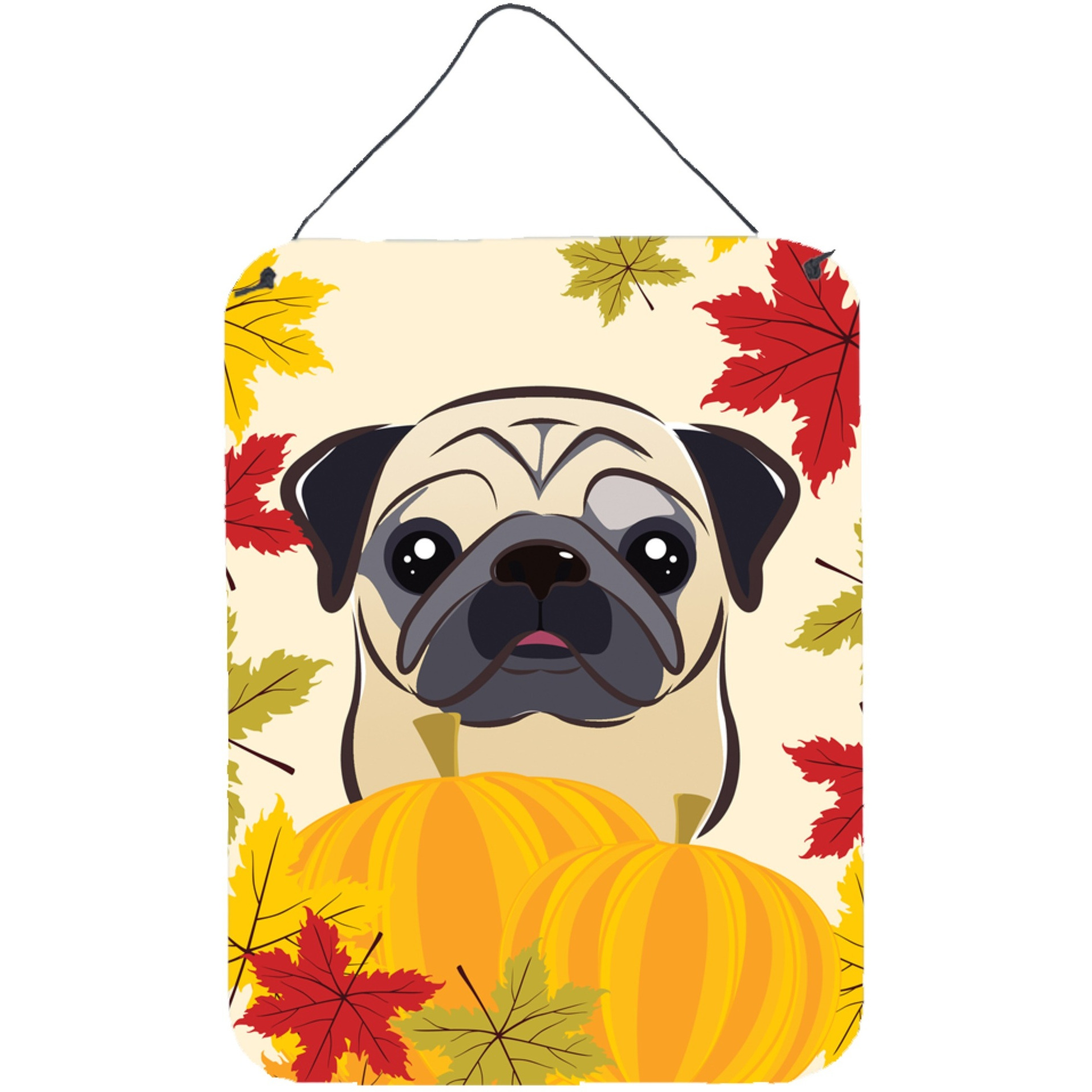 &quotCaroline's Treasures Fawn Pug Thanksgiving Wall or Door Hanging Prints BB2068DS1216, 16HX12W, Multicolor"