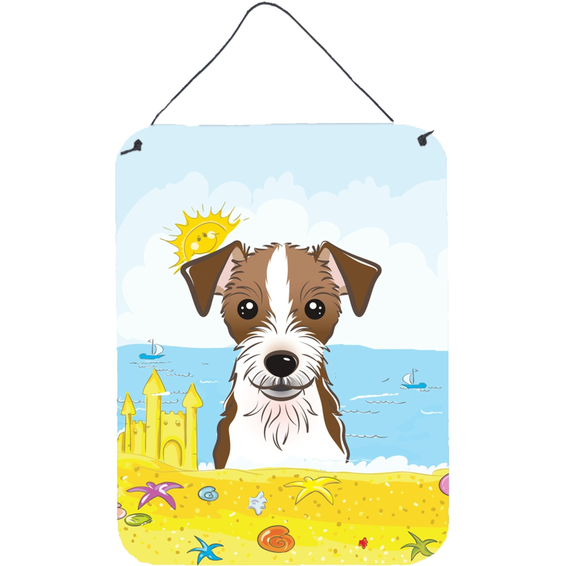 &quotCaroline's Treasures Jack Russell Terrier Summer Beach Wall or Door Hanging Prints BB2070DS1216, 16HX12W, Multicolor"