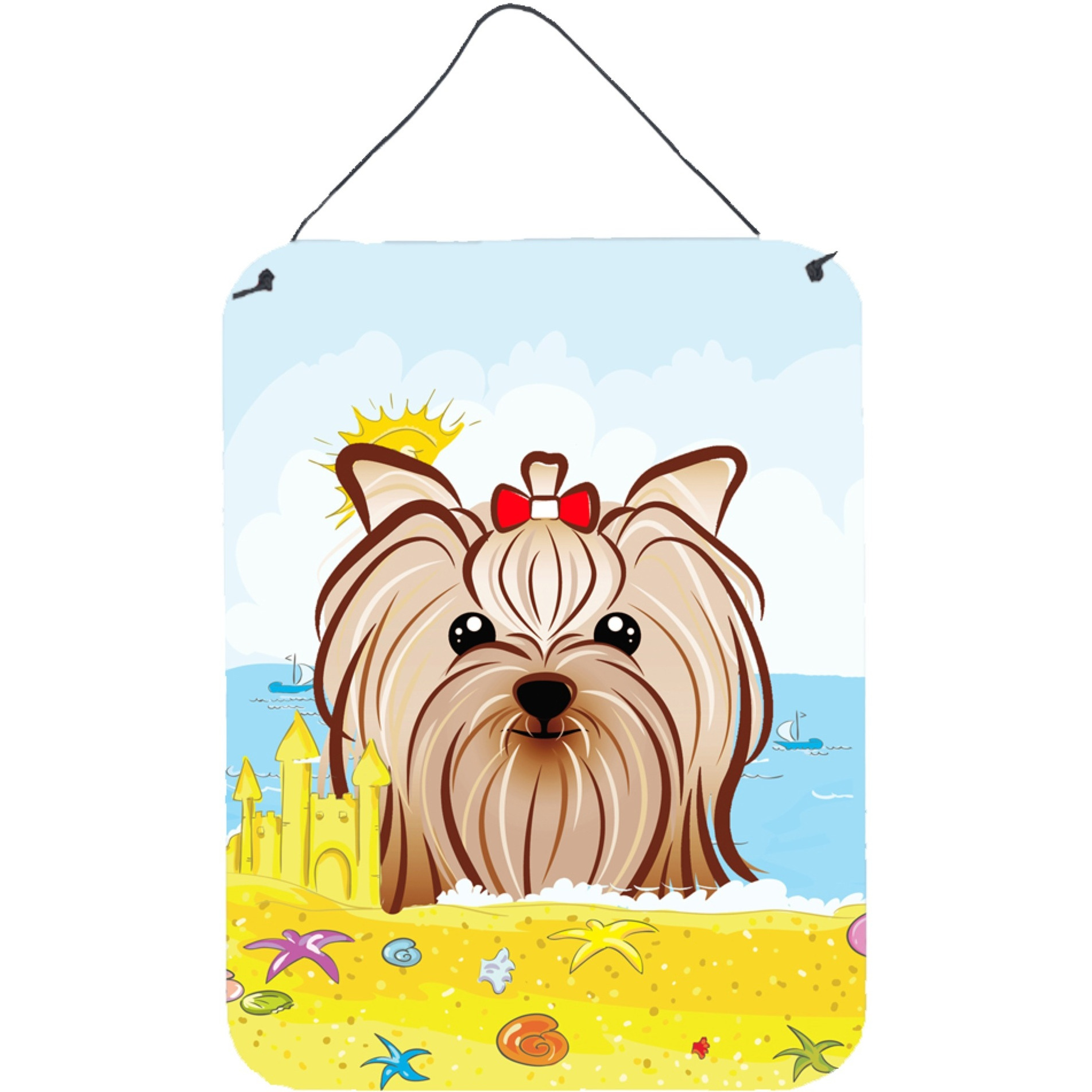 &quotCaroline's Treasures Yorkie Yorkshire Terrier Summer Beach Wall or Door Hanging Prints BB2072DS1216, 16HX12W, Multicolor"