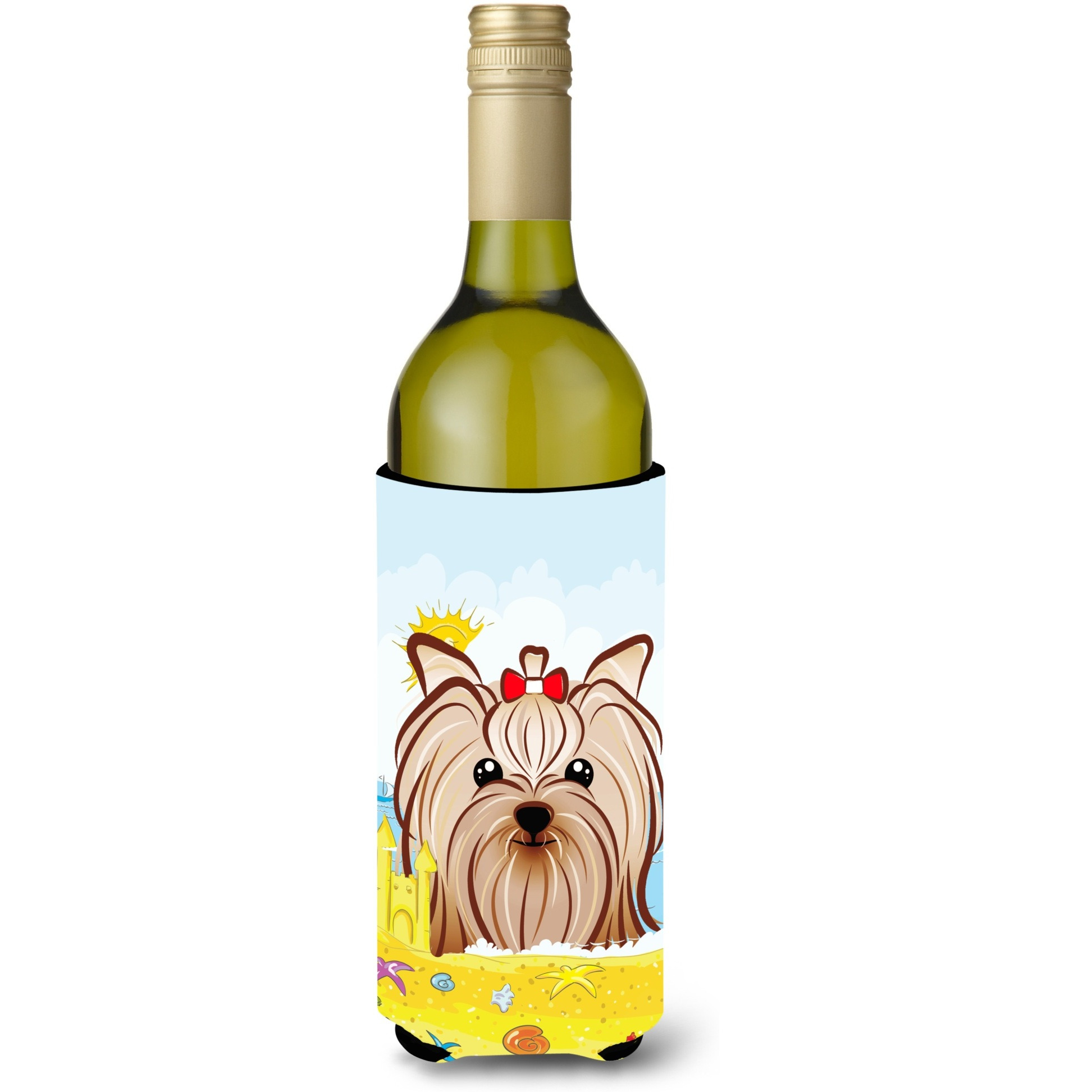 &quotCaroline's Treasures BB2072LITERK "&quotYorkie Yorkshire Terrier Summer Beach"" Wine Bottle Hugger Koozie, 750ml, Multicolor"