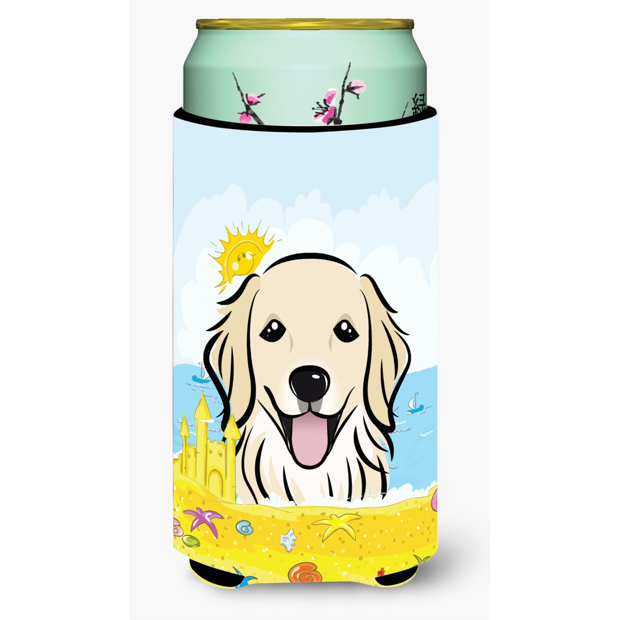 &quotCaroline's Treasures BB2073TBC "&quotGolden Retriever Summer Beach"" Tall Boy Hugger Koozie, Multicolor"