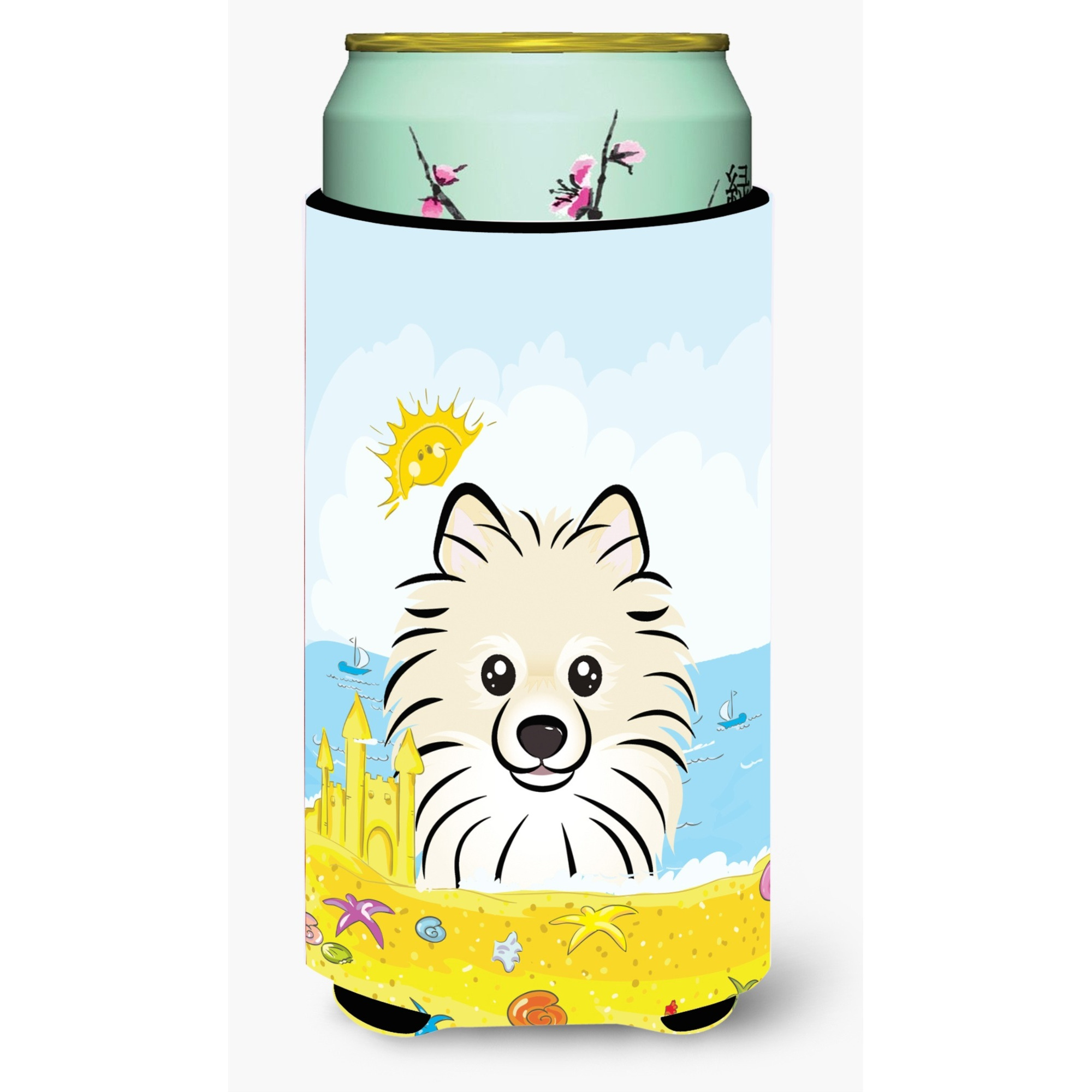 &quotCaroline's Treasures BB2075TBC "&quotPomeranian Summer Beach"" Tall Boy Hugger Koozie, Multicolor"