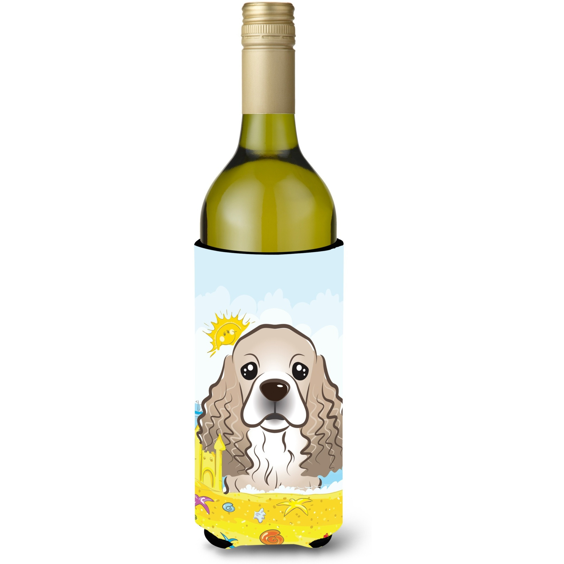 &quotCaroline's Treasures BB2084LITERK "&quotCocker Spaniel Summer Beach"" Wine Bottle Hugger Koozie, 750ml, Multicolor"