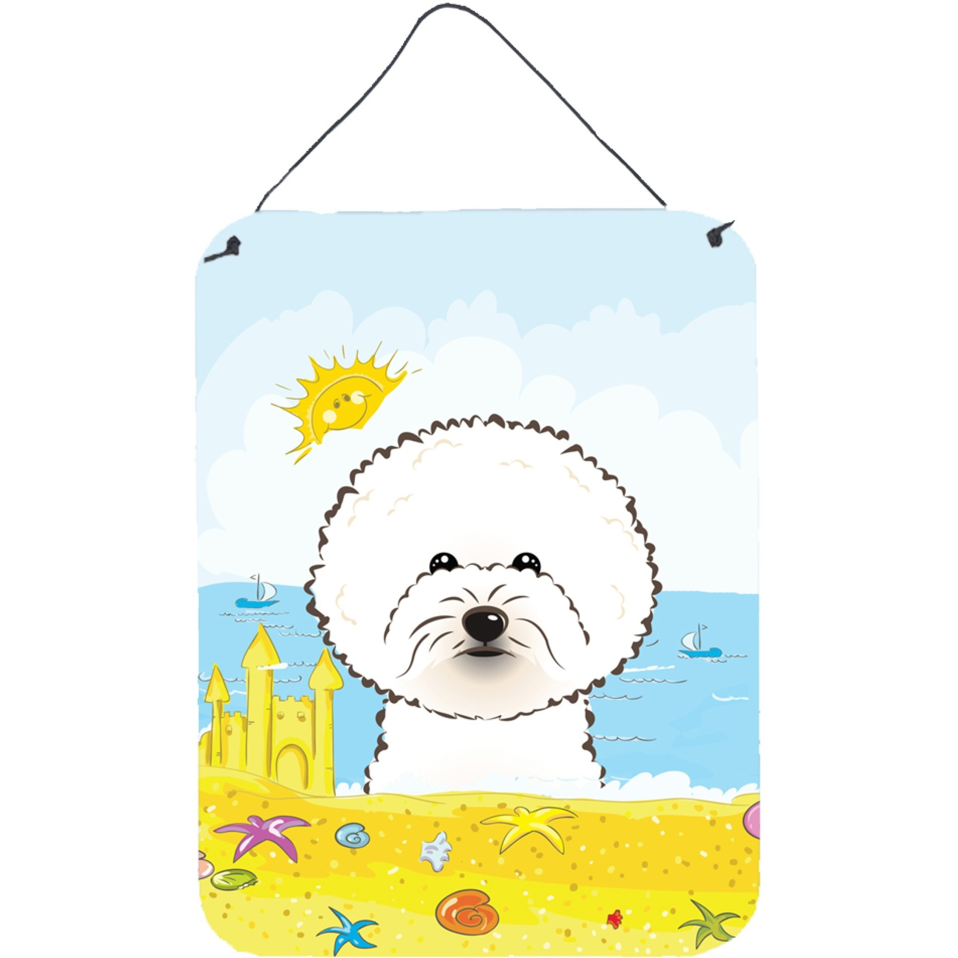 &quotCaroline's Treasures Bichon Frise Summer Beach Wall or Door Hanging Prints BB2085DS1216, 16HX12W, Multicolor"