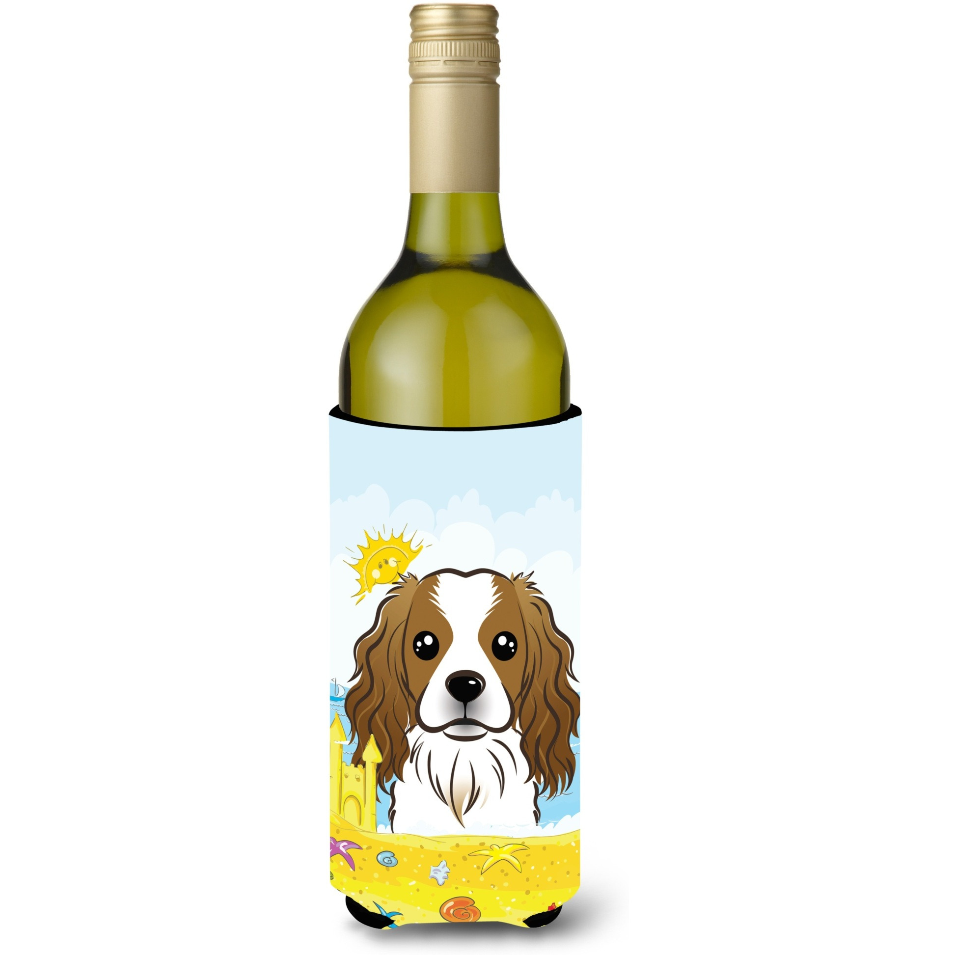 &quotCaroline's Treasures BB2092LITERK "&quotCavalier Spaniel Summer Beach"" Wine Bottle Hugger Koozie, 750ml, Multicolor"