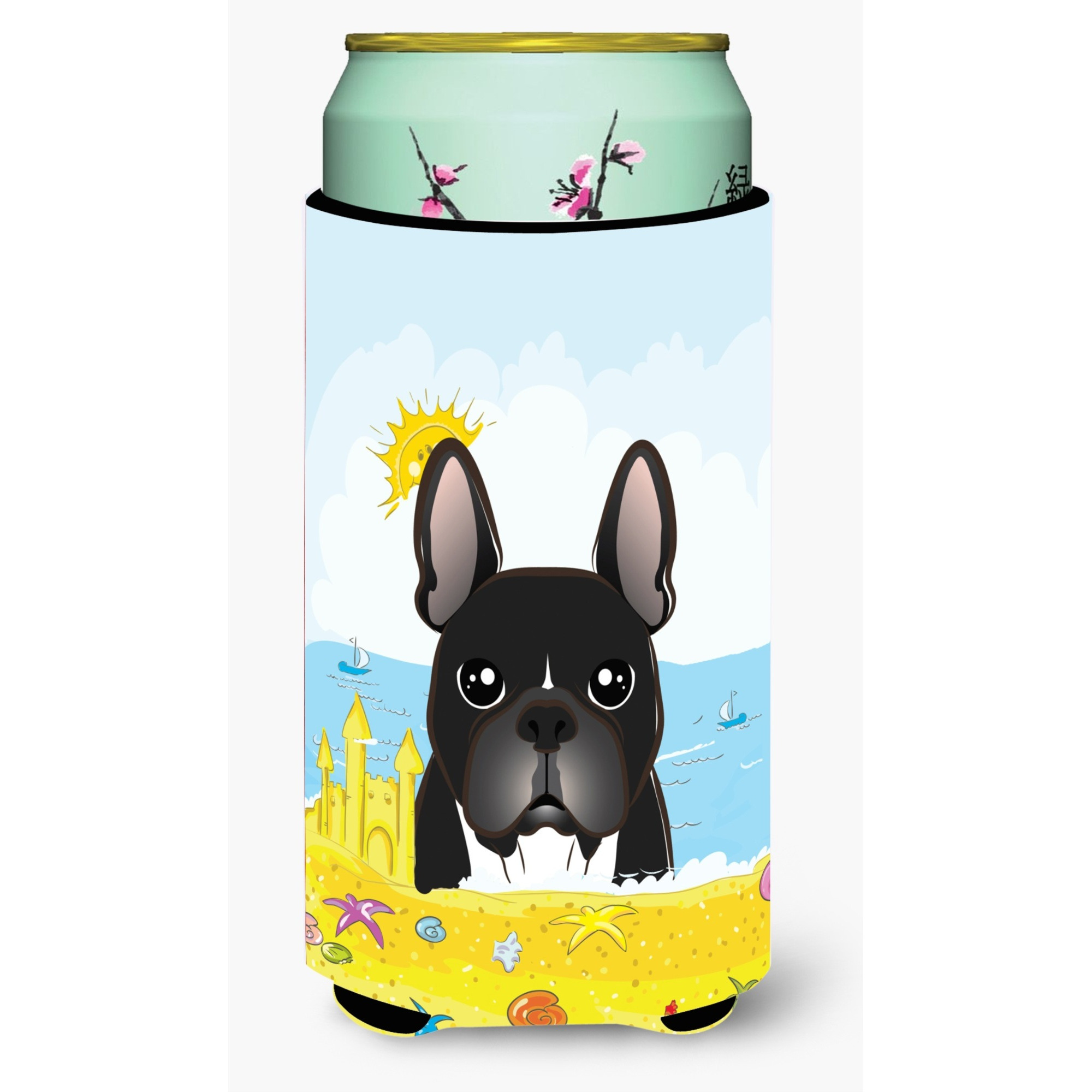 &quotCaroline's Treasures BB2095TBC "&quotFrench Bulldog Summer Beach"" Tall Boy Hugger Koozie, Multicolor"