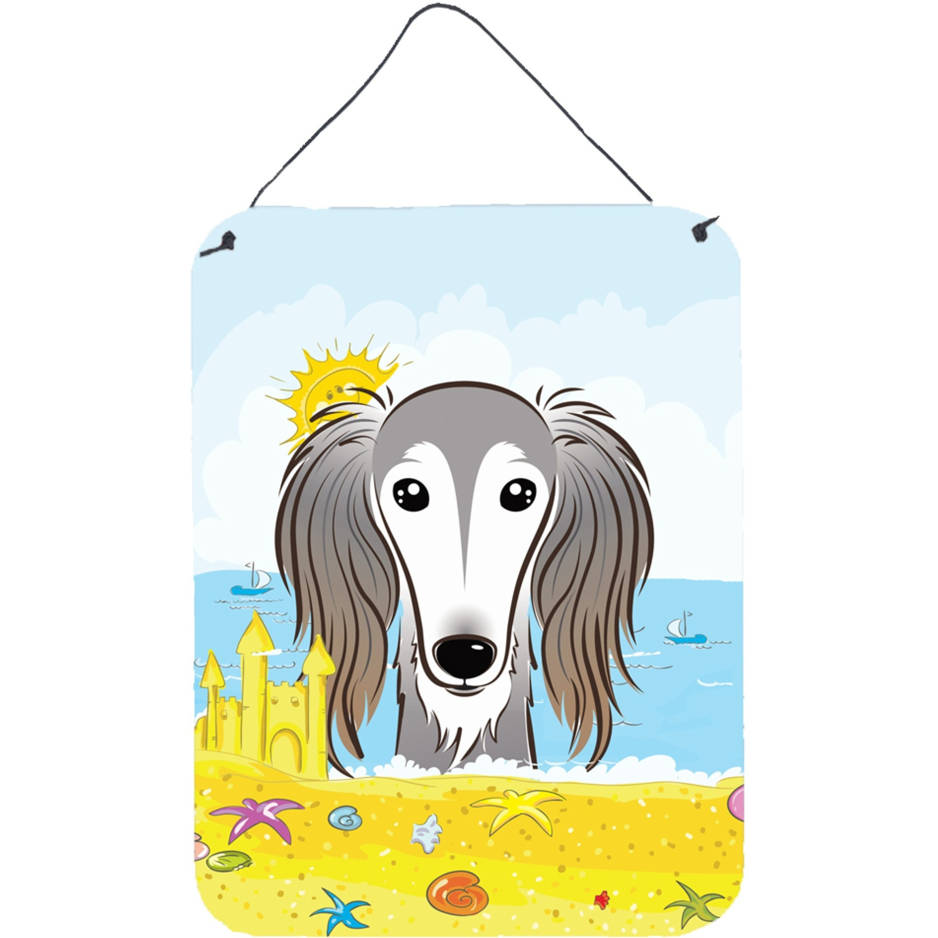 &quotCaroline's Treasures Saluki Summer Beach Wall or Door Hanging Prints BB2097DS1216, 16HX12W, Multicolor"
