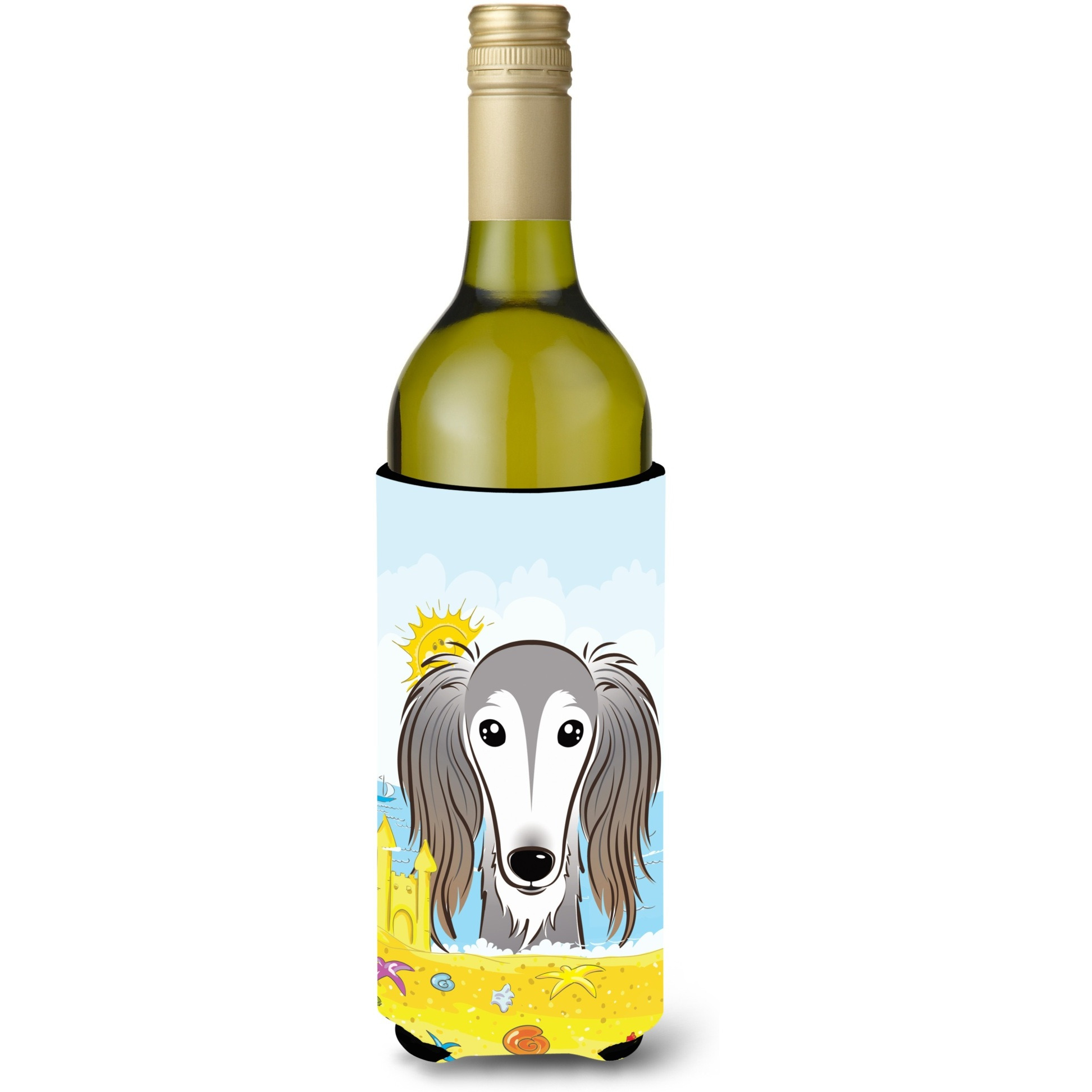 &quotCaroline's Treasures BB2097LITERK "&quotSaluki Summer Beach"" Wine Bottle Hugger Koozie, 750ml, Multicolor"