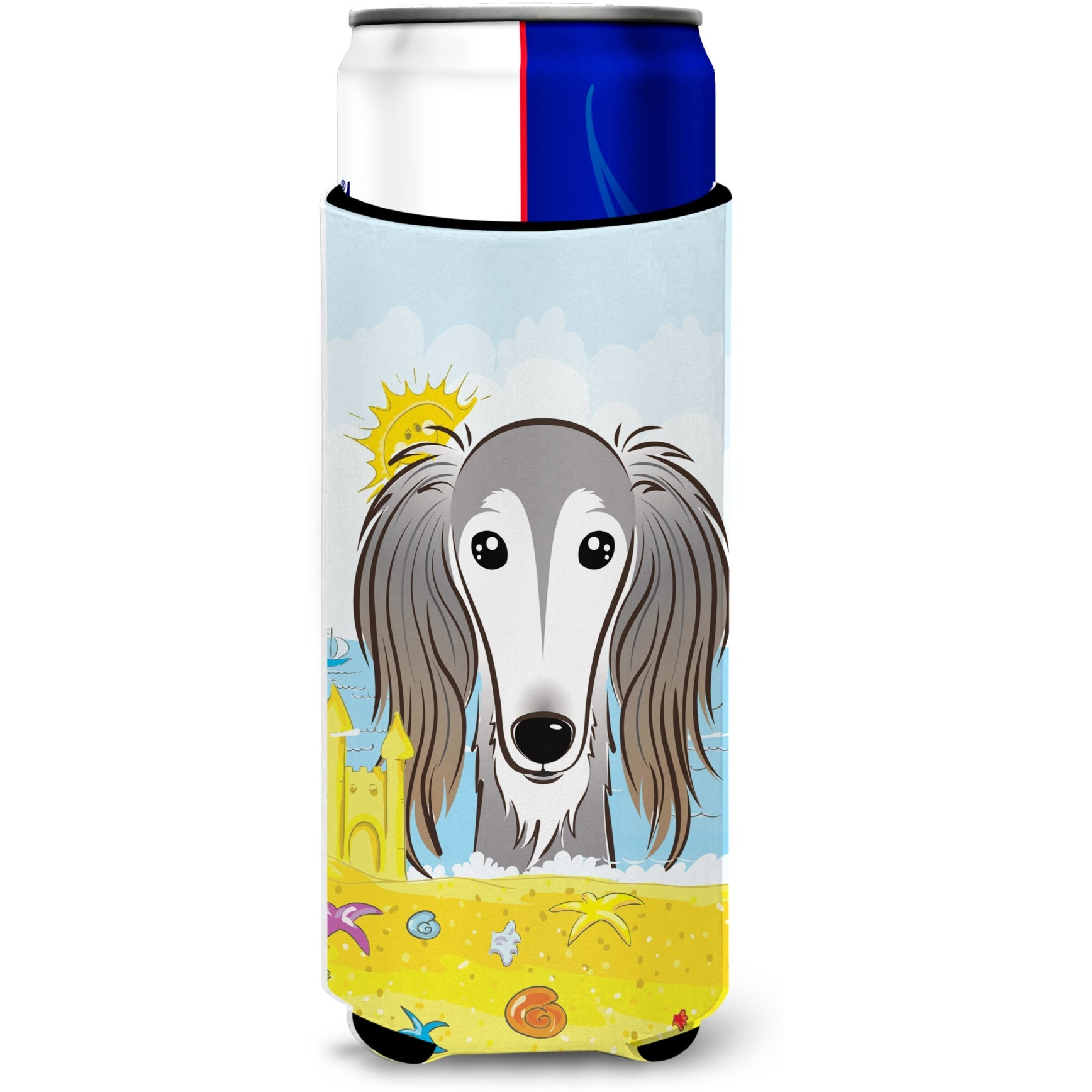 &quotCaroline's Treasures BB2097MUK "&quotSaluki Summer Beach Michelob Ultra Koozies for Slim Cans, Multicolor"
