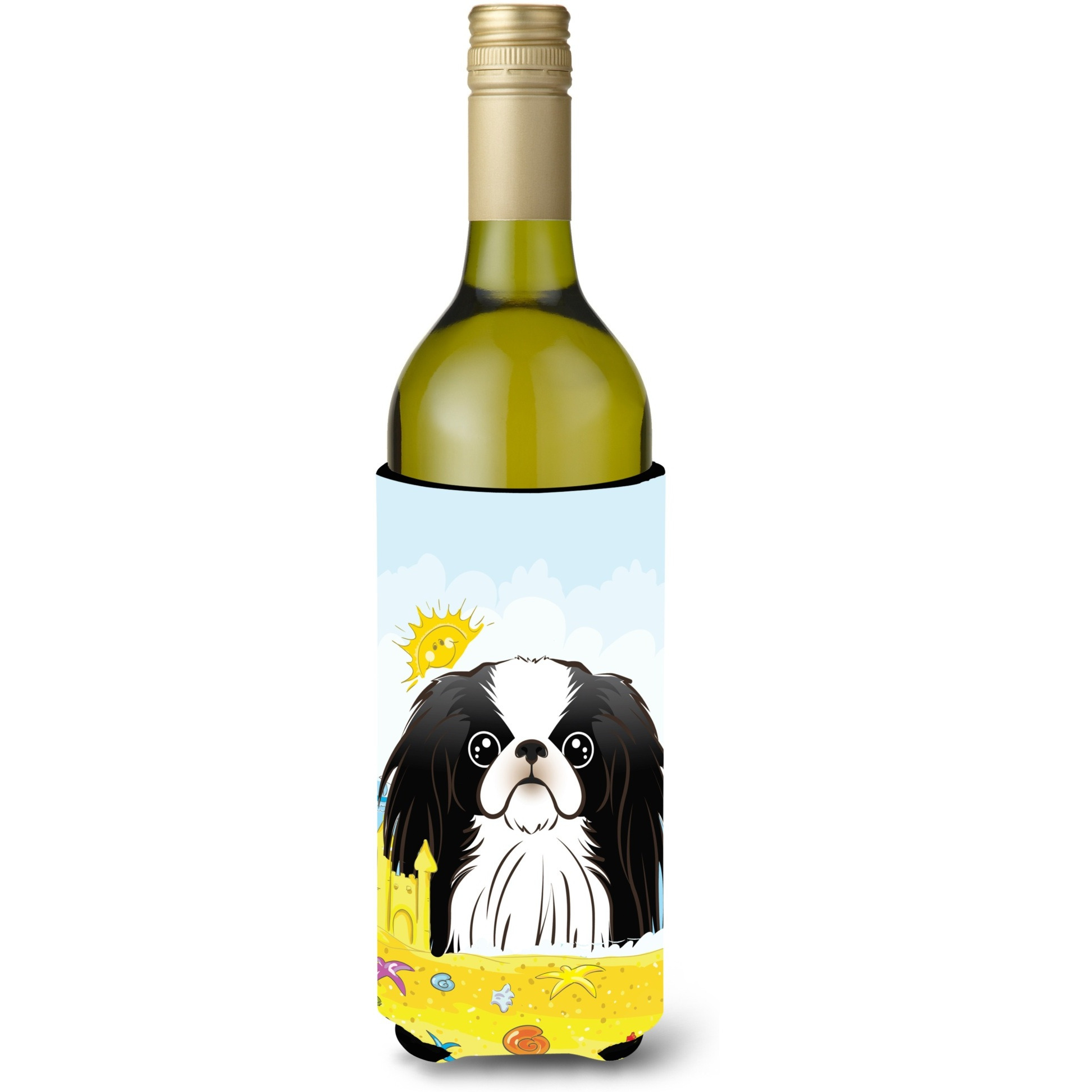 &quotCaroline's Treasures BB2098LITERK "&quotJapanese Chin Summer Beach"" Wine Bottle Hugger Koozie, 750ml, Multicolor"