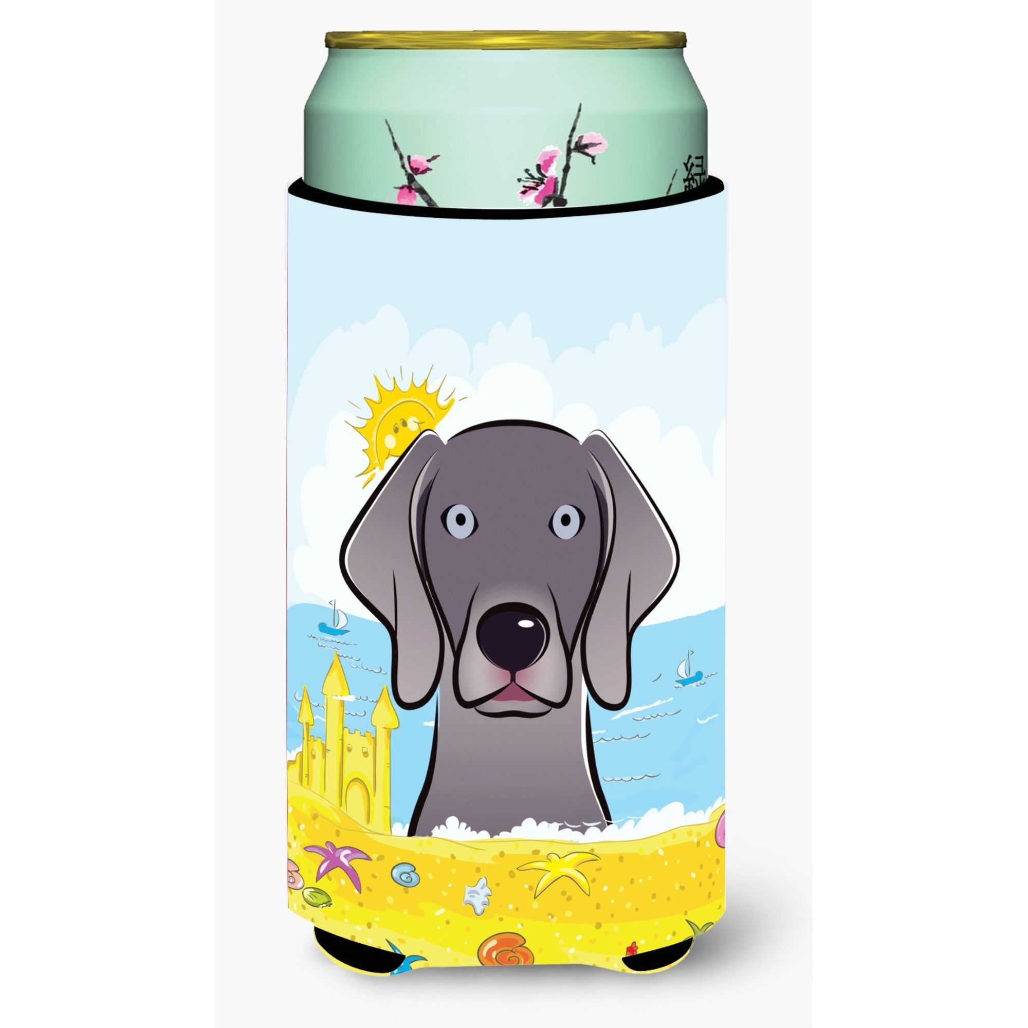 &quotCaroline's Treasures BB2099TBC "&quotWeimaraner Summer Beach"" Tall Boy Hugger Koozie, Multicolor"
