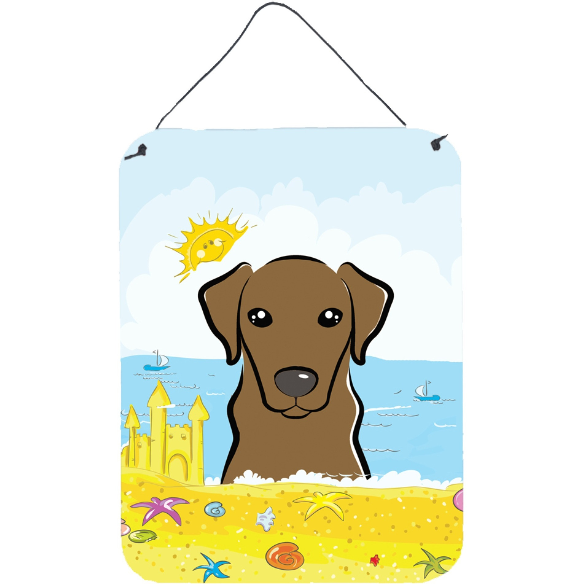&quotCaroline's Treasures Chocolate Labrador Summer Beach Wall or Door Hanging Prints BB2102DS1216, 16HX12W, Multicolor"