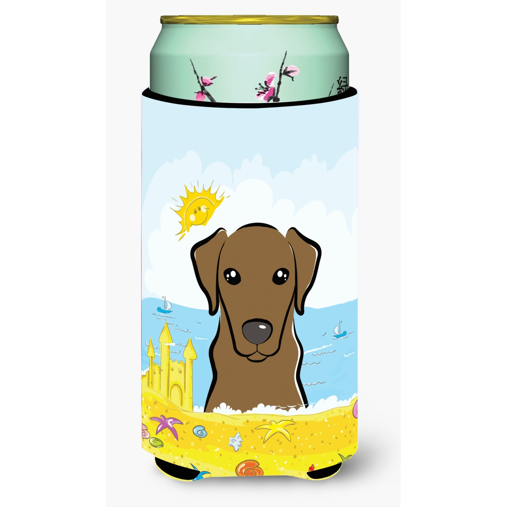 &quotCaroline's Treasures BB2102TBC "&quotChocolate Labrador Summer Beach"" Tall Boy Hugger Koozie, Multicolor"