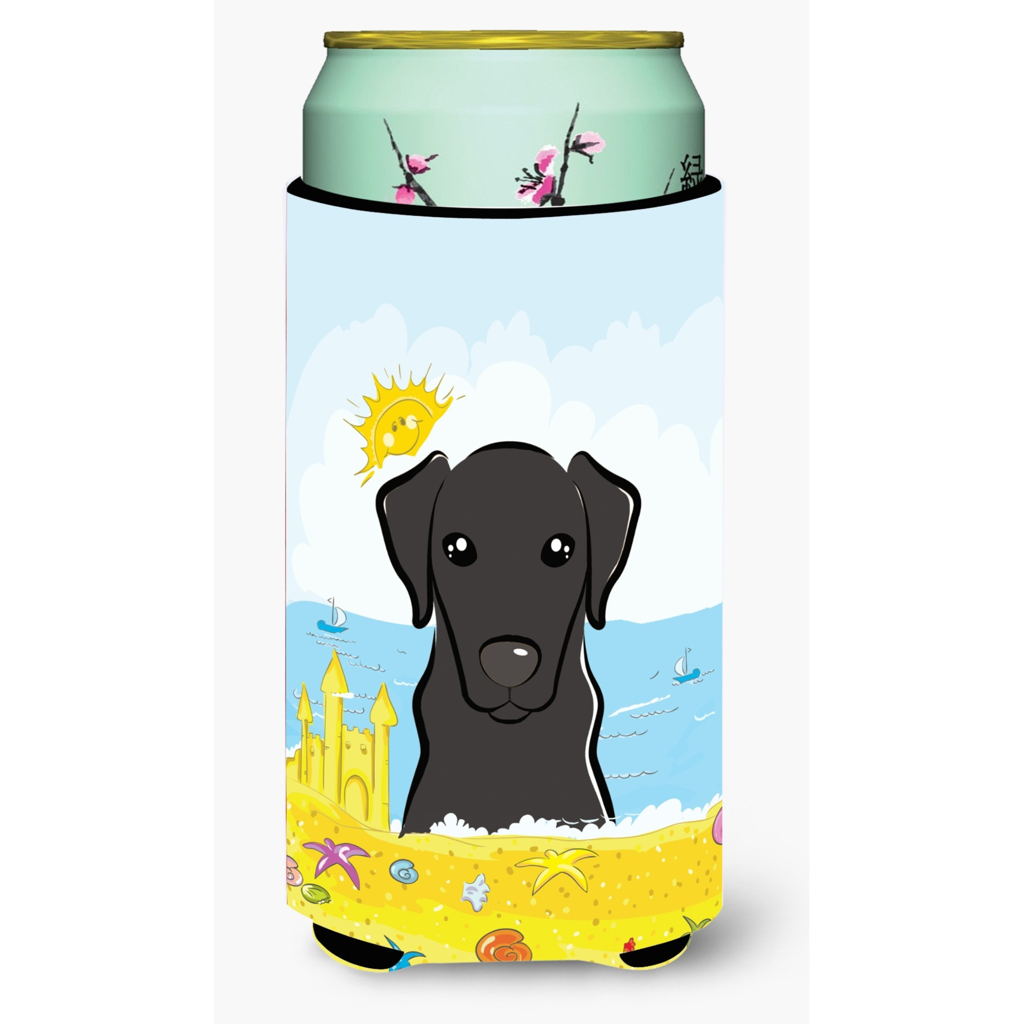 &quotCaroline's Treasures BB2103TBC "&quotBlack Labrador Summer Beach"" Tall Boy Hugger Koozie, Multicolor"