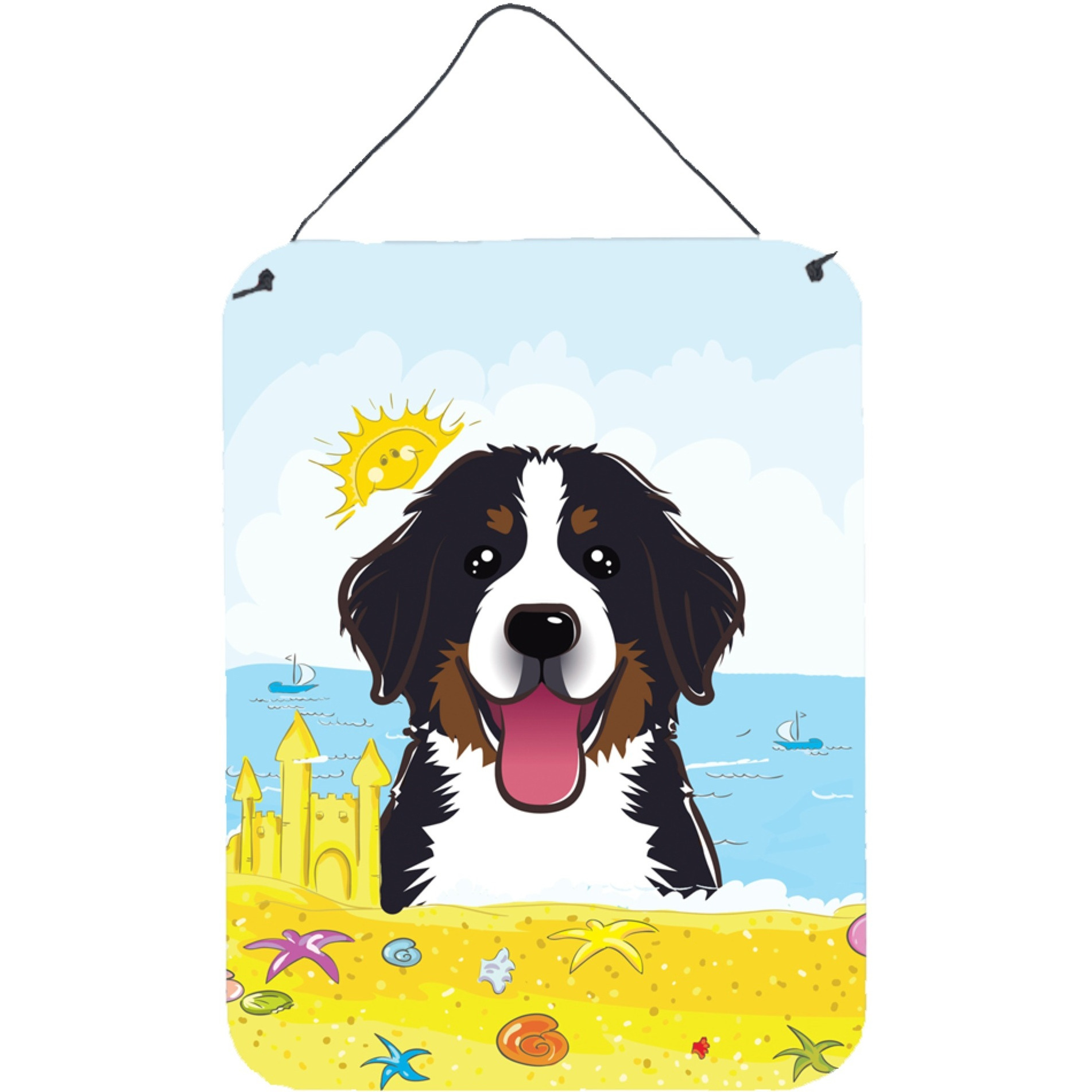 &quotCaroline's Treasures Bernese Mountain Dog Summer Beach Wall or Door Hanging Prints BB2105DS1216, 16HX12W, Multicolor"