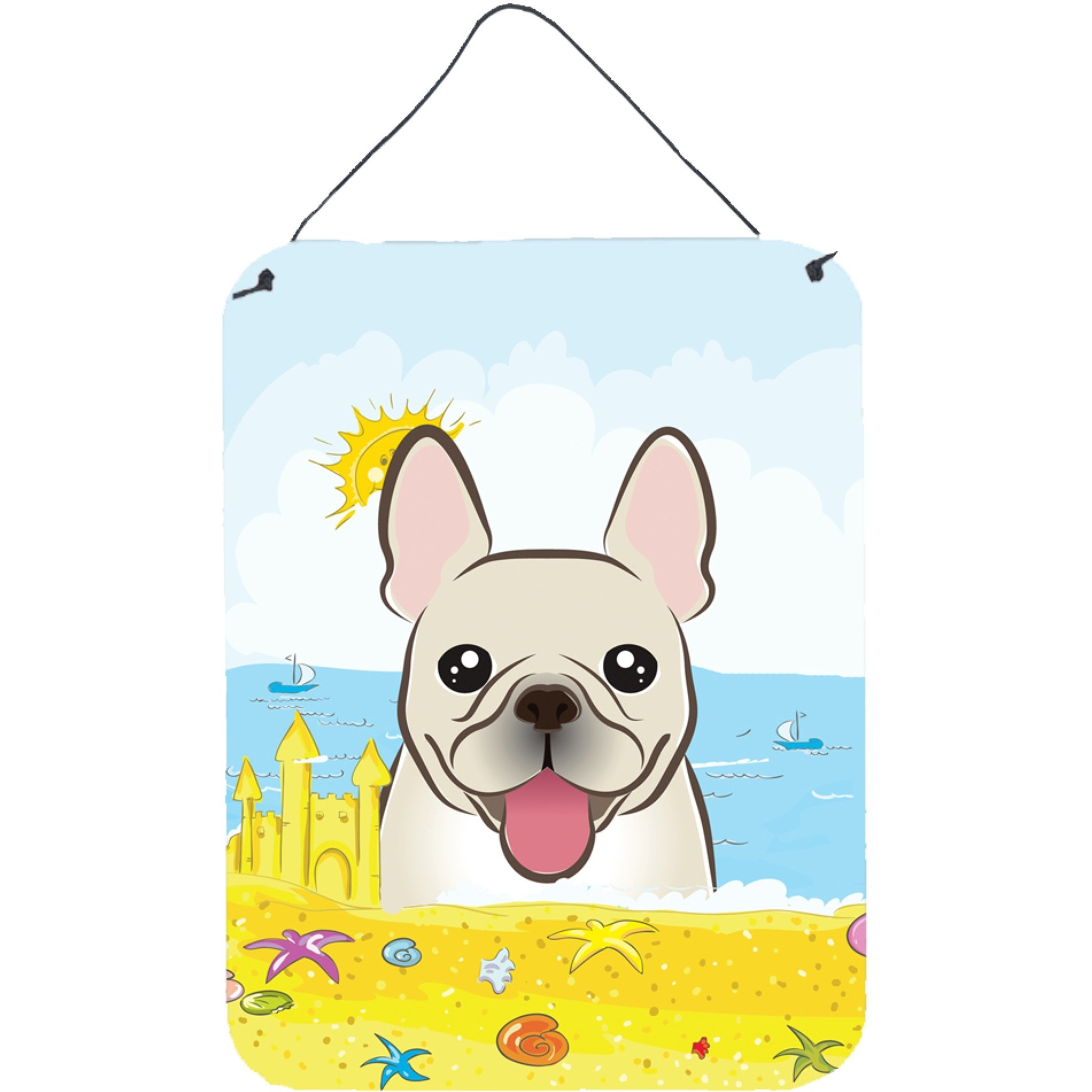 &quotCaroline's Treasures French Bulldog Summer Beach Wall or Door Hanging Prints BB2106DS1216, 16HX12W, Multicolor"