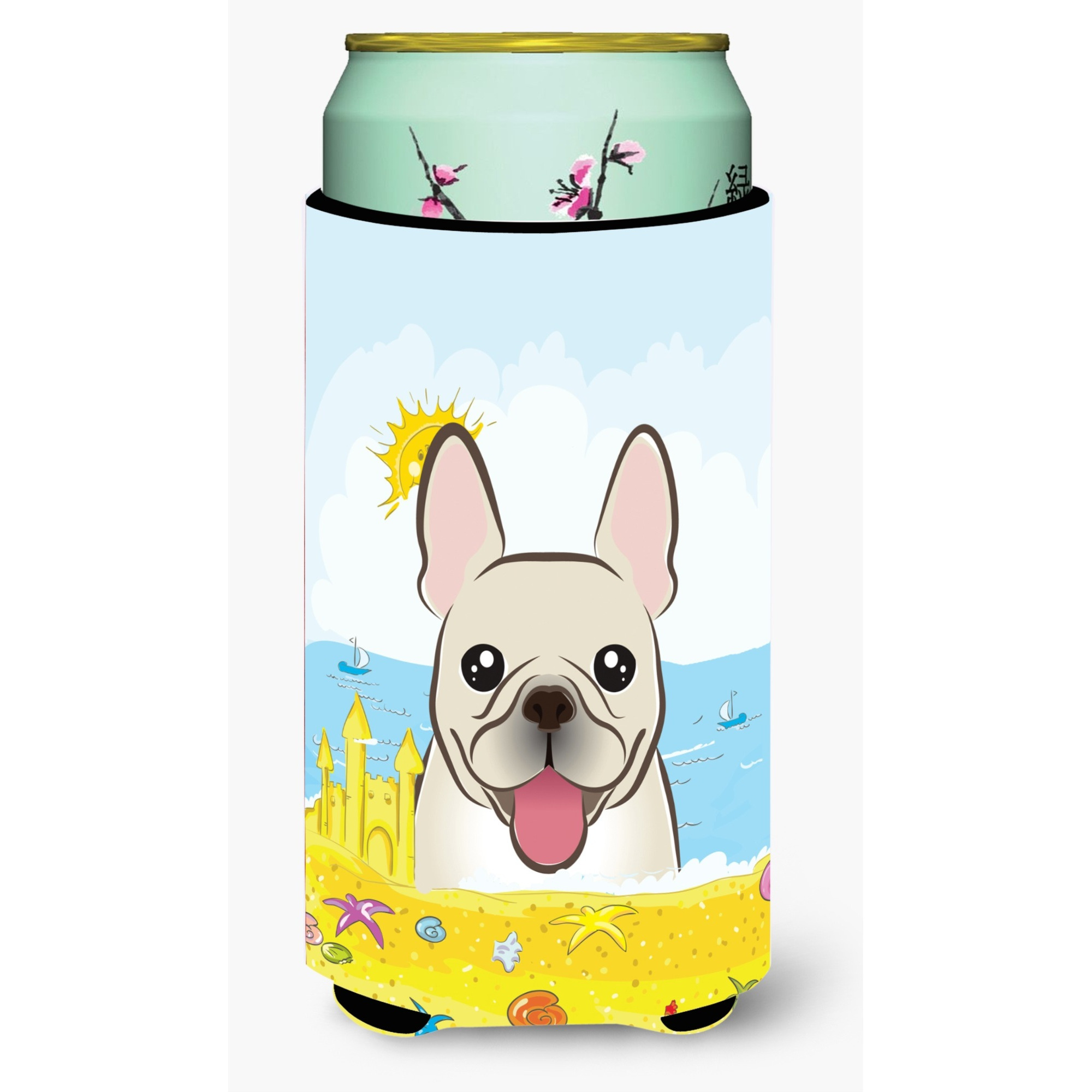 &quotCaroline's Treasures BB2106TBC "&quotFrench Bulldog Summer Beach"" Tall Boy Hugger Koozie, Multicolor"