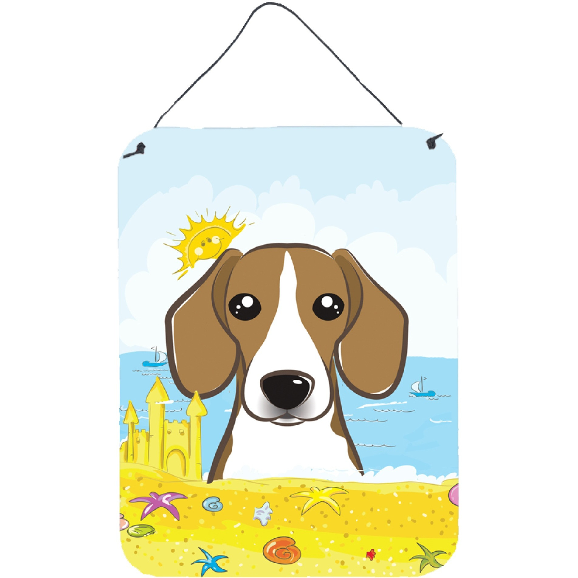 &quotCaroline's Treasures Beagle Summer Beach Wall or Door Hanging Prints BB2107DS1216, 16HX12W, Multicolor"