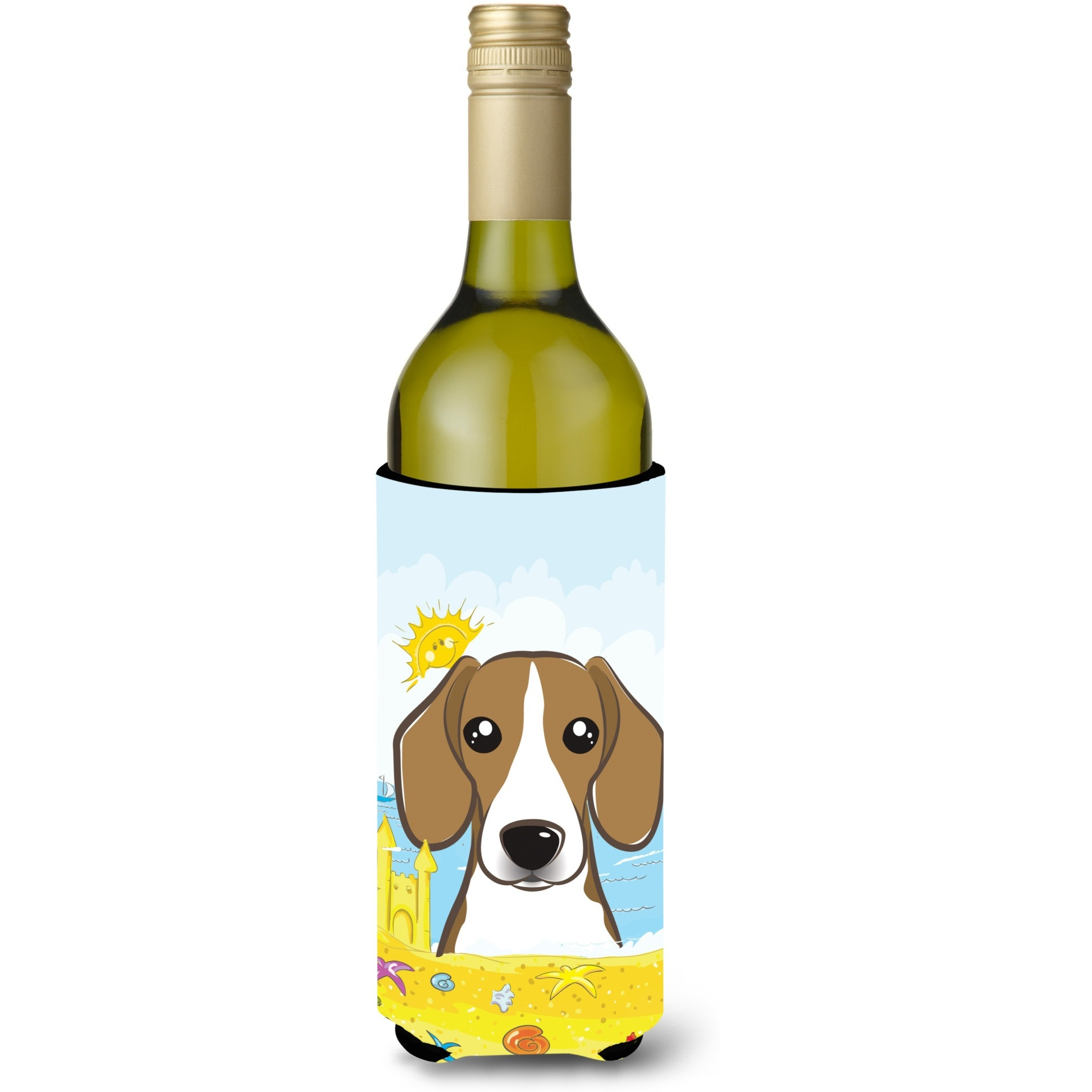&quotCaroline's Treasures BB2107LITERK "&quotBeagle Summer Beach"" Wine Bottle Hugger Koozie, 750ml, Multicolor"