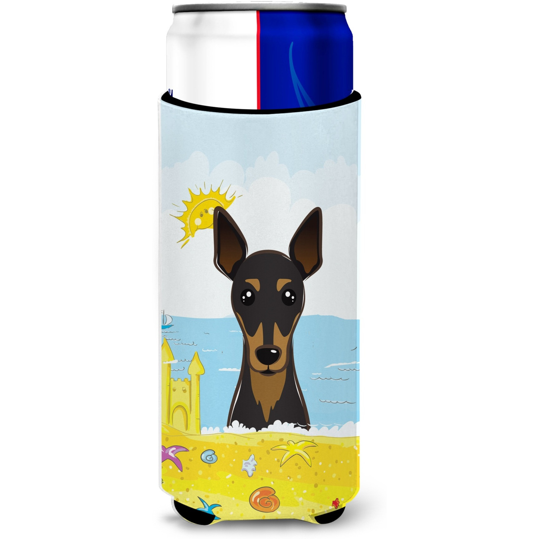&quotCaroline's Treasures BB2108MUK "&quotMin Pin Summer Beach Michelob Ultra for Slim Cans, Multicolor"