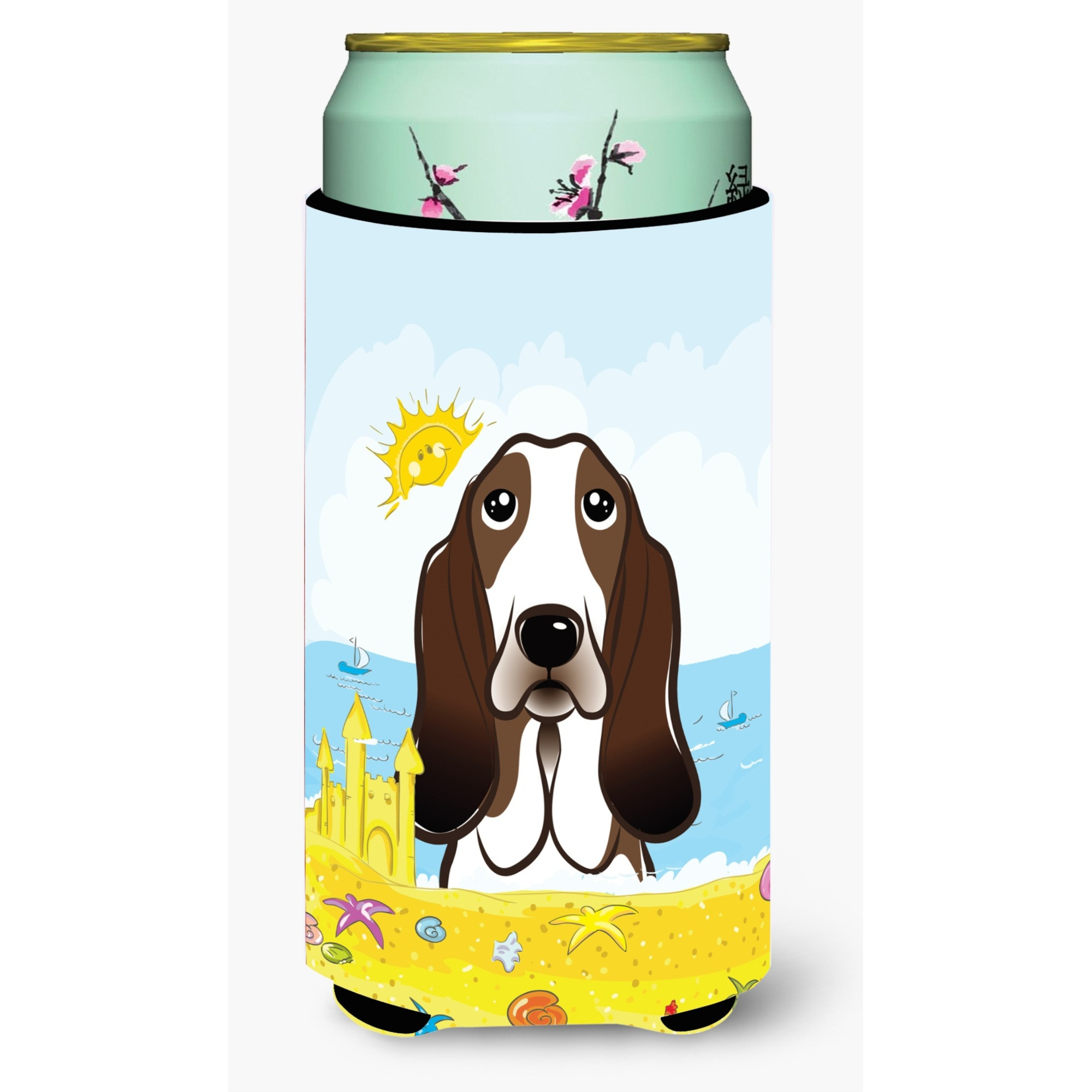 &quotCaroline's Treasures BB2111TBC "&quotBasset Hound Summer Beach"" Tall Boy Hugger Koozie, Multicolor"