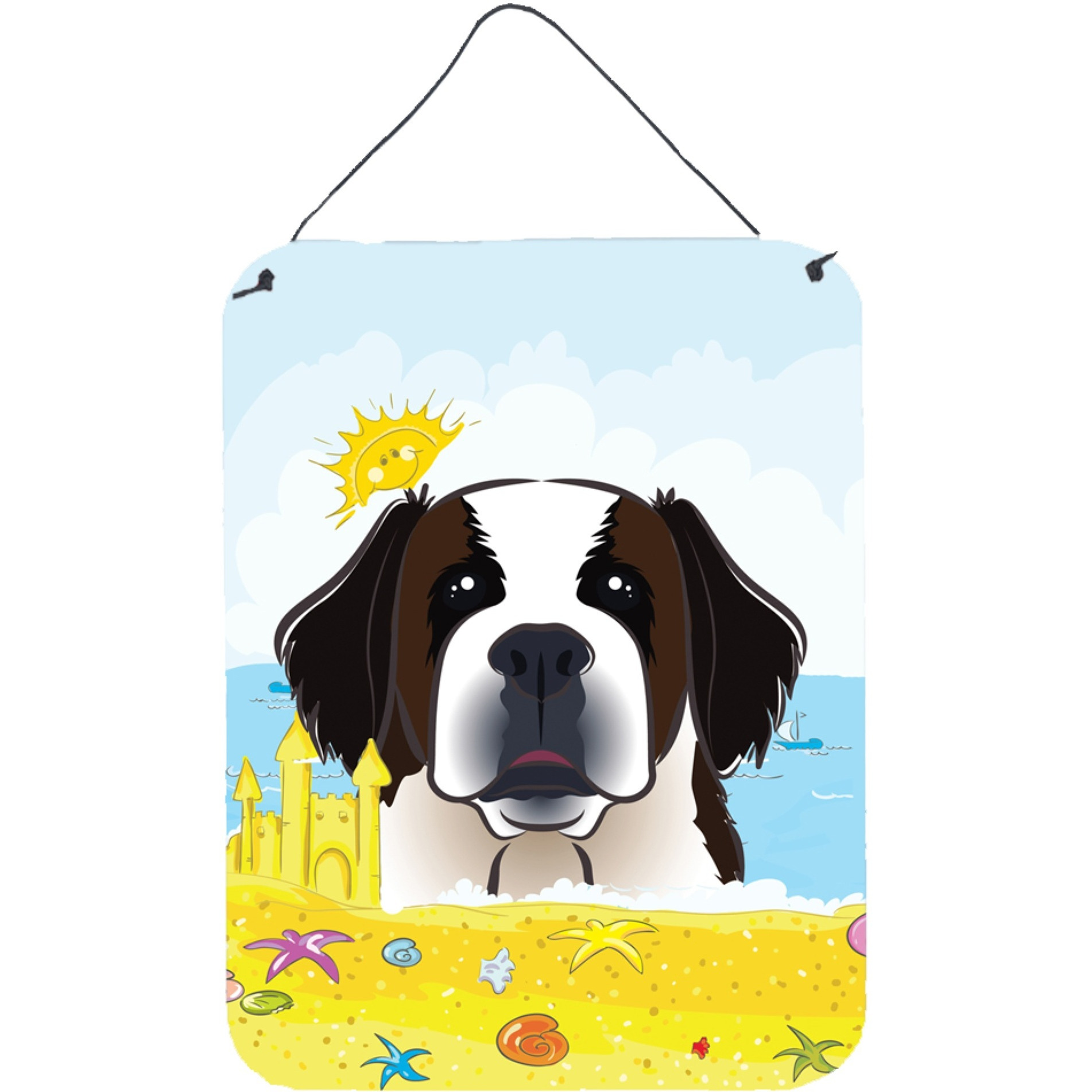 &quotCaroline's Treasures Saint Bernard Summer Beach Wall or Door Hanging Prints BB2114DS1216, 16HX12W, Multicolor"