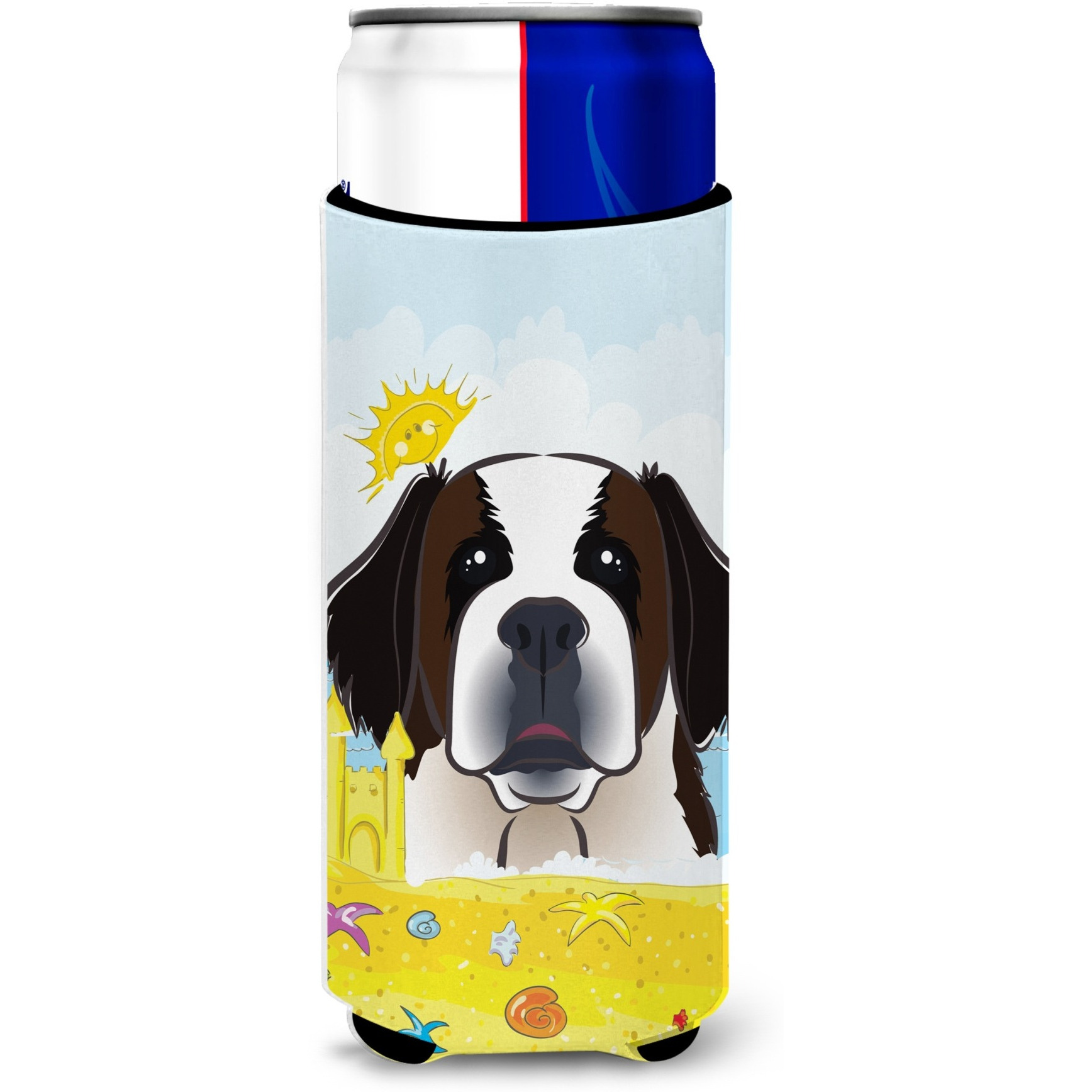 &quotCaroline's Treasures BB2114MUK "&quotSaint Bernard Summer Beach Michelob Ultra Koozies for Slim Cans, Multicolor"