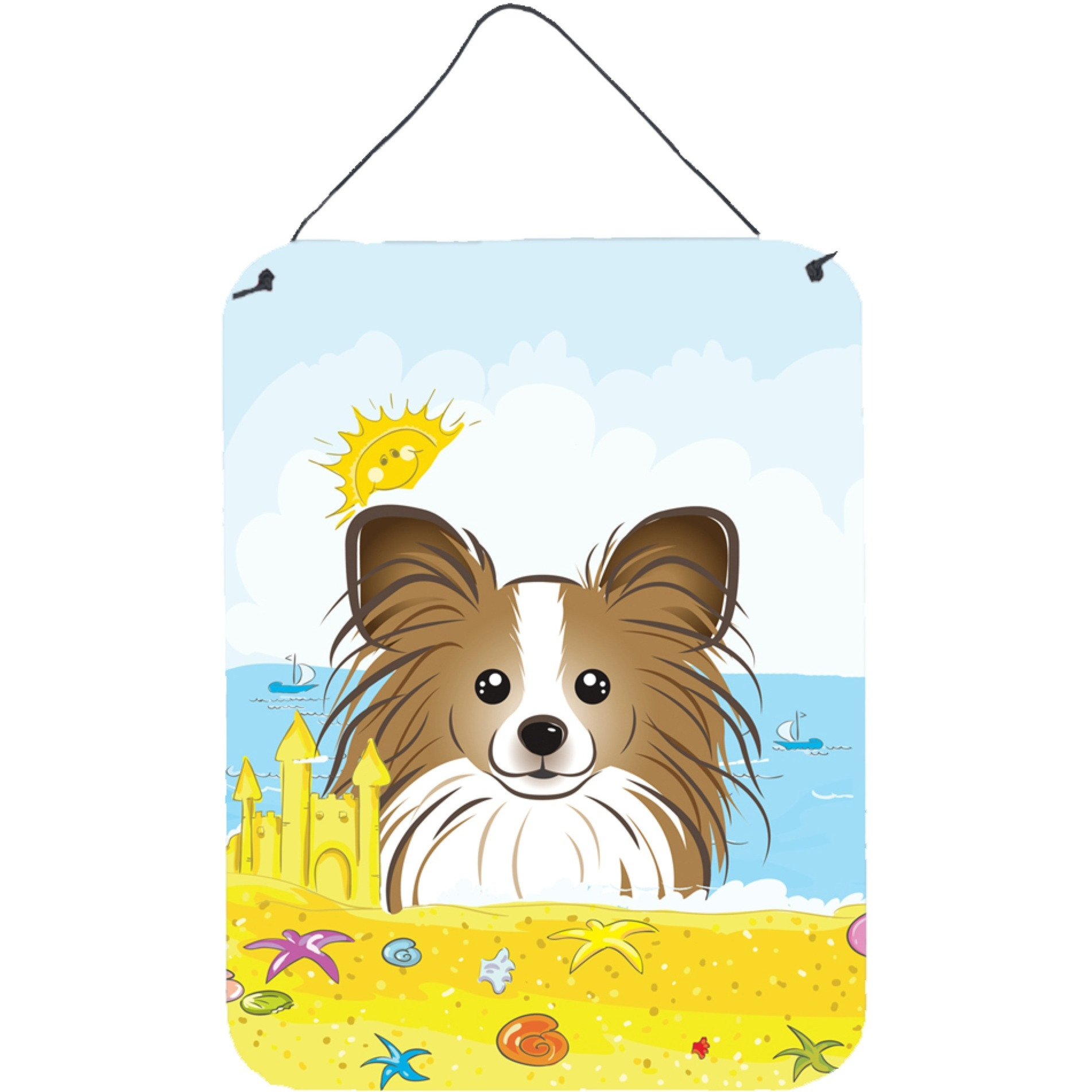 &quotCaroline's Treasures Papillon Summer Beach Wall or Door Hanging Prints BB2116DS1216, 16HX12W, Multicolor"