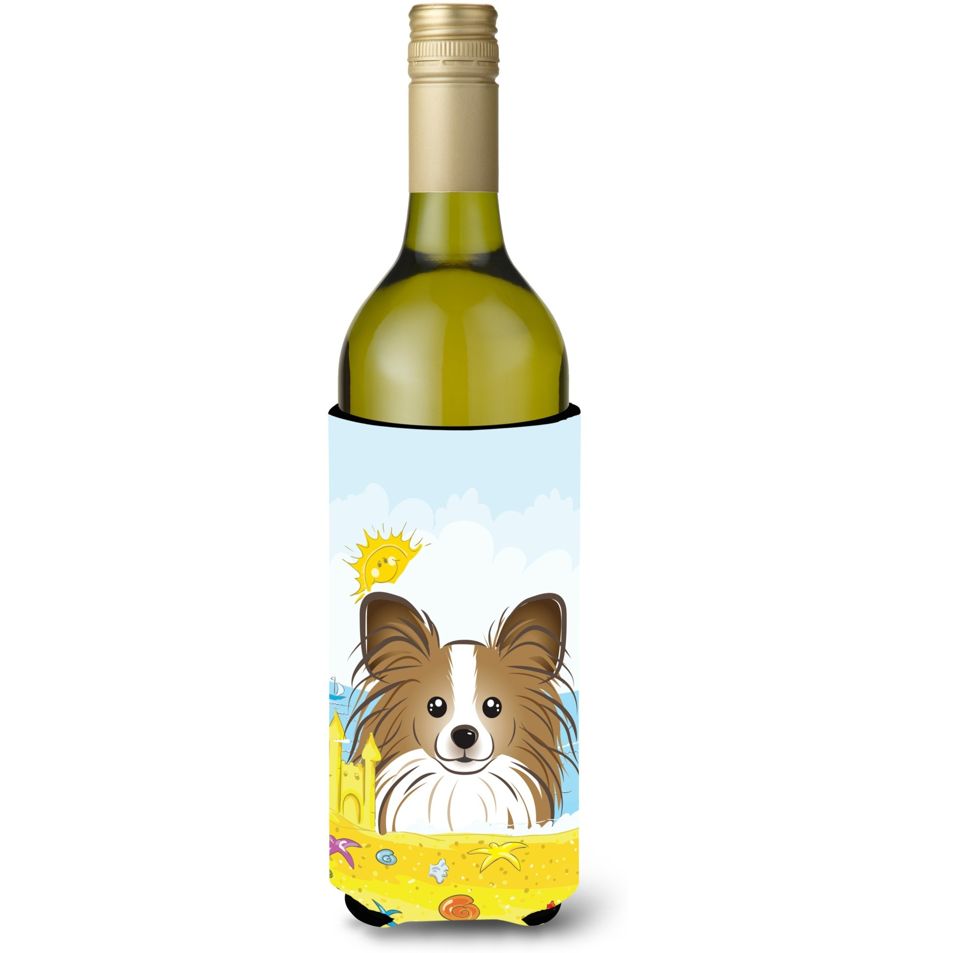 &quotCaroline's Treasures BB2116LITERK "&quotPapillion Summer Beach"" Wine Bottle Hugger Koozie, 750ml, Multicolor"