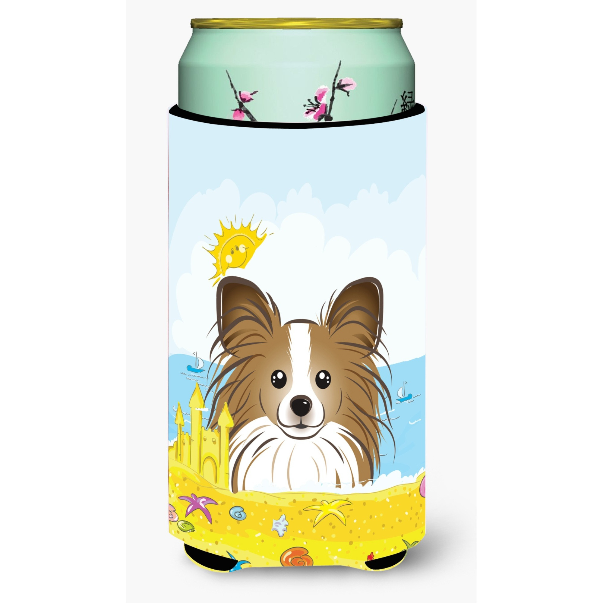 &quotCaroline's Treasures BB2116TBC "&quotPapillion Summer Beach"" Tall Boy Hugger Koozie, Multicolor"