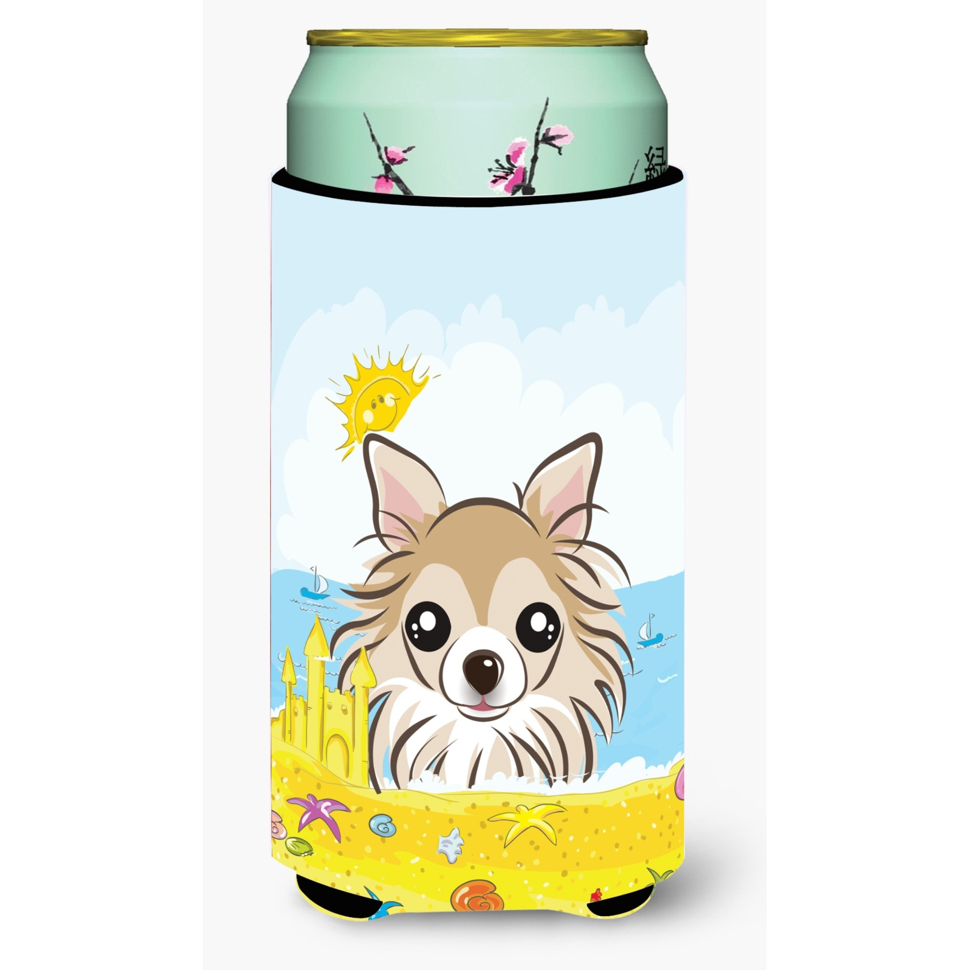 &quotCaroline's Treasures BB2119TBC "&quotChihuahua Summer Beach"" Tall Boy Hugger Koozie, Multicolor"