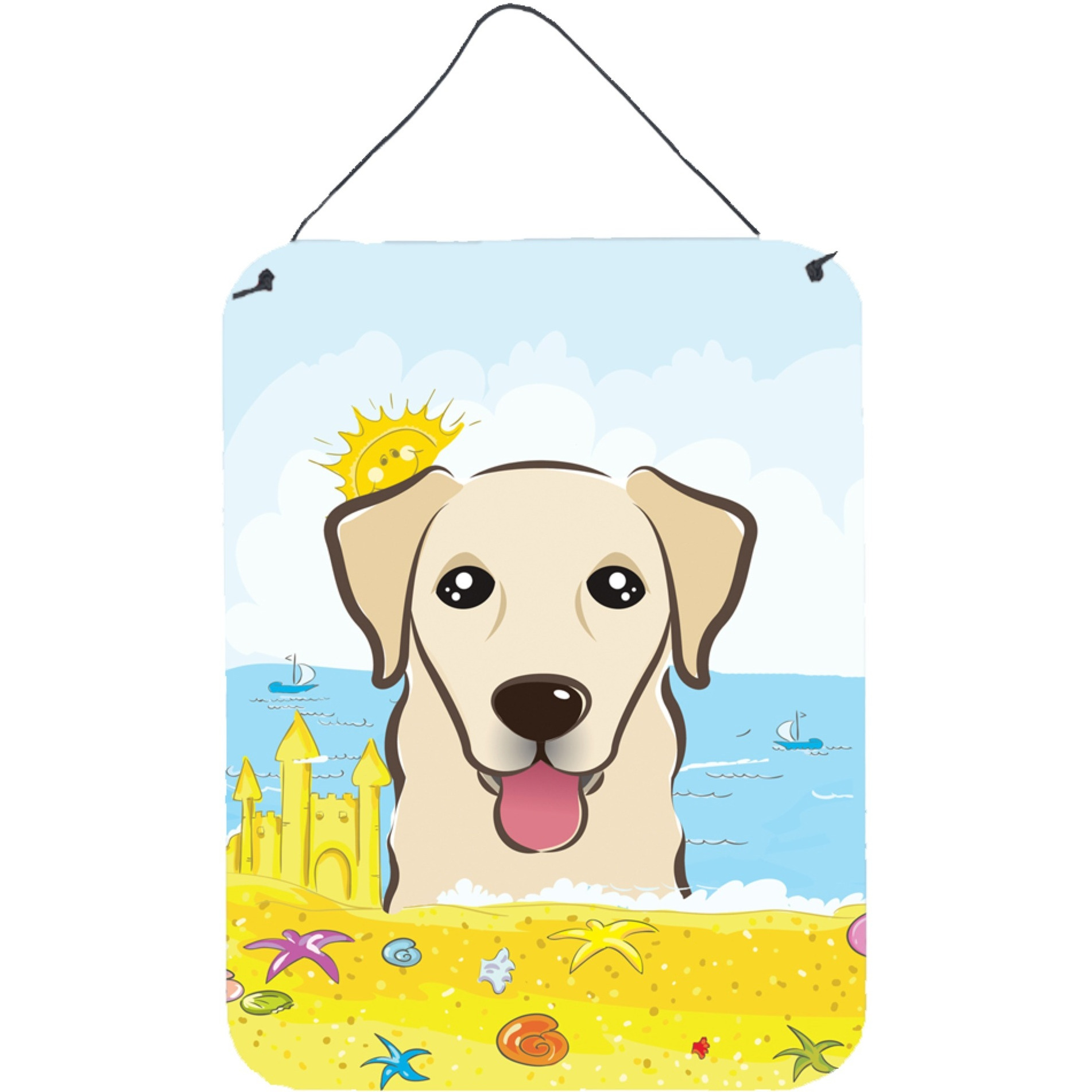 &quotCaroline's Treasures Golden Retriever Summer Beach Wall or Door Hanging Prints BB2120DS1216, 16HX12W, Multicolor"