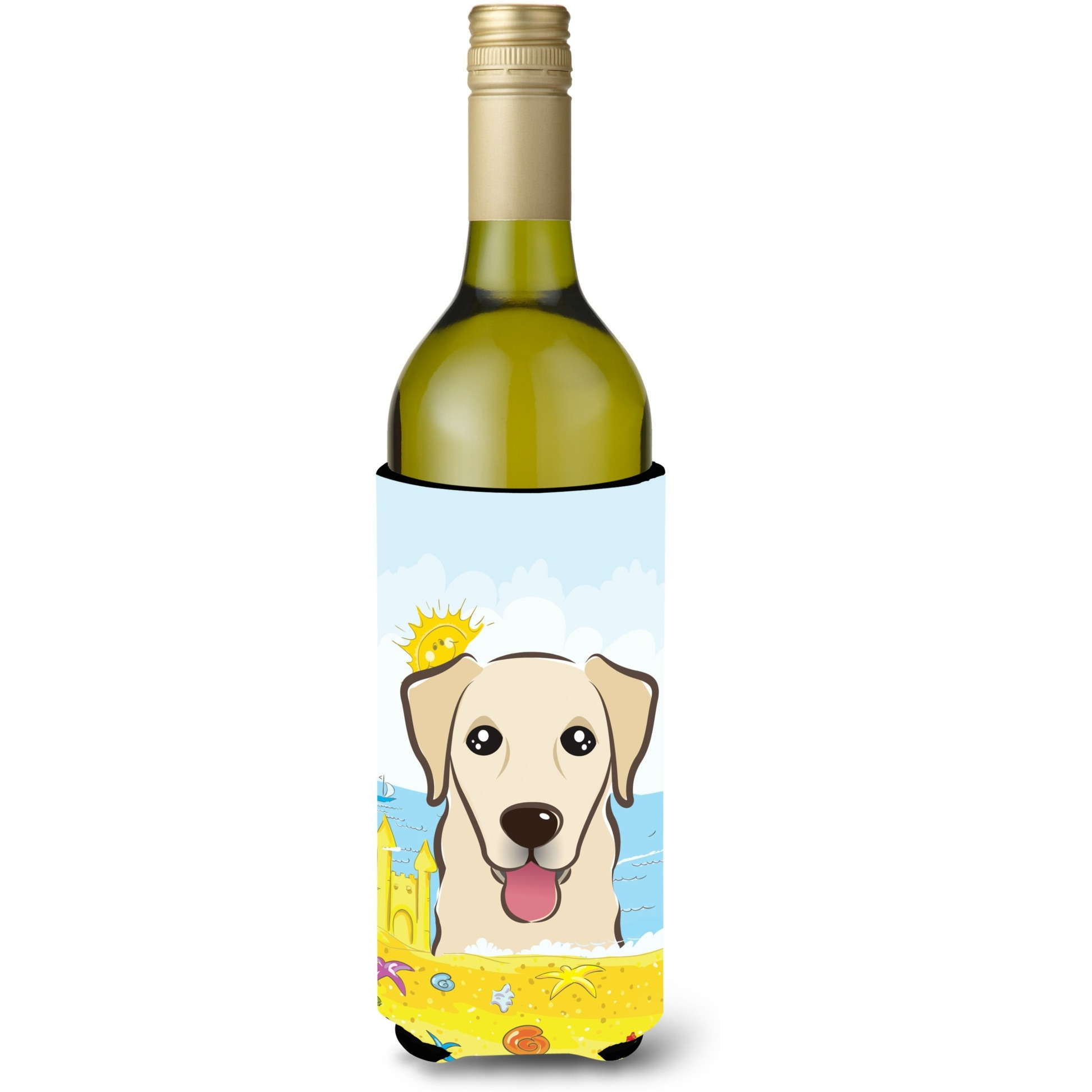 &quotCaroline's Treasures BB2120LITERK "&quotGolden Retriever Summer Beach"" Wine Bottle Hugger Koozie, 750ml, Multicolor"